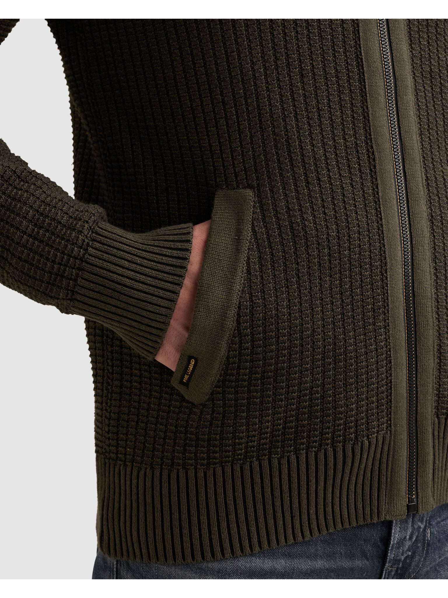 PME LEGEND Cardigan mit markanter Struktur, Baumwolle, Regular Fit – Bild 4 von 5