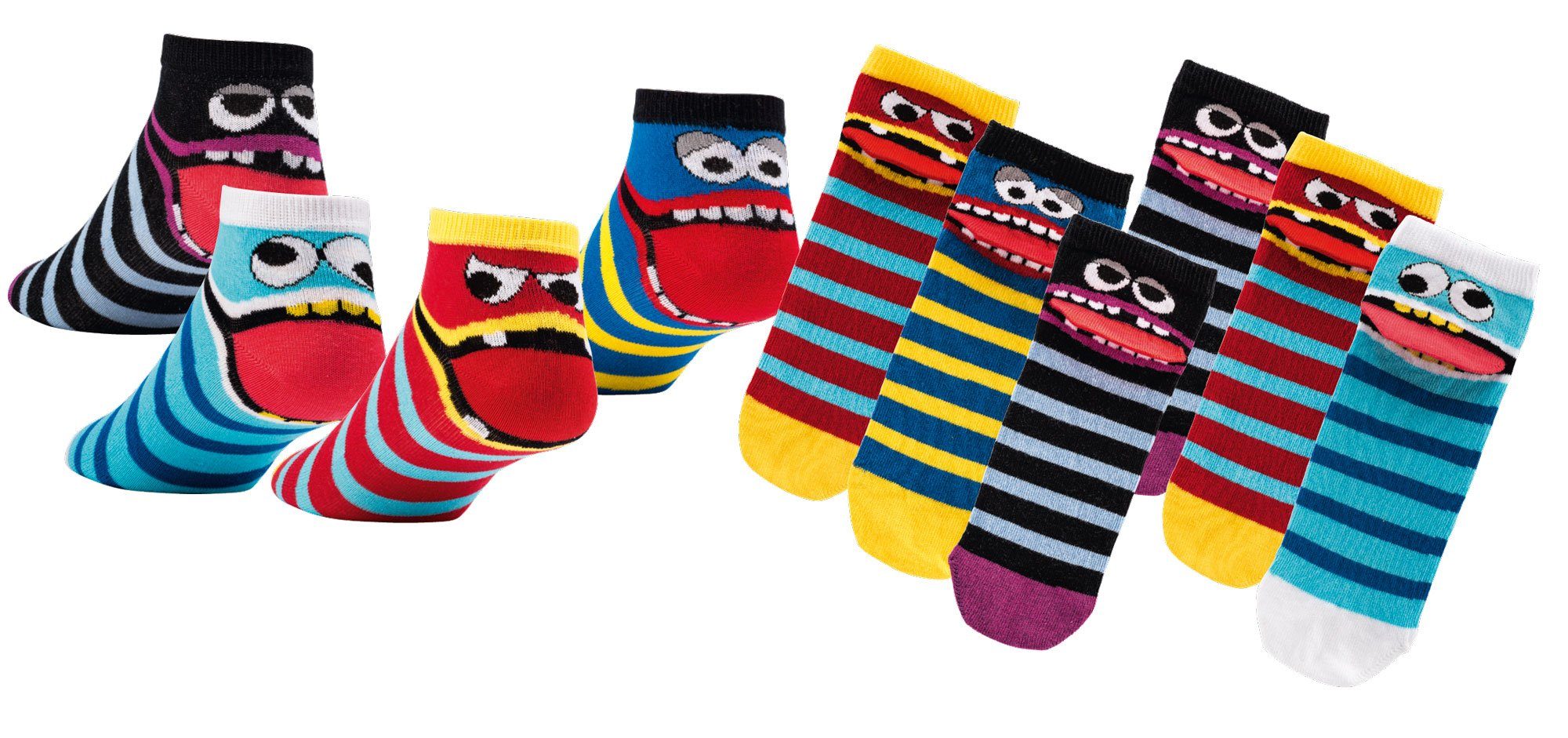 TippTexx 24 Sneakersocken 6 Paar Kinder Sneakersocken Baumwolle viele Motive Mädchen & Jungen (6 Paar) handgekettelte, weiche Naht