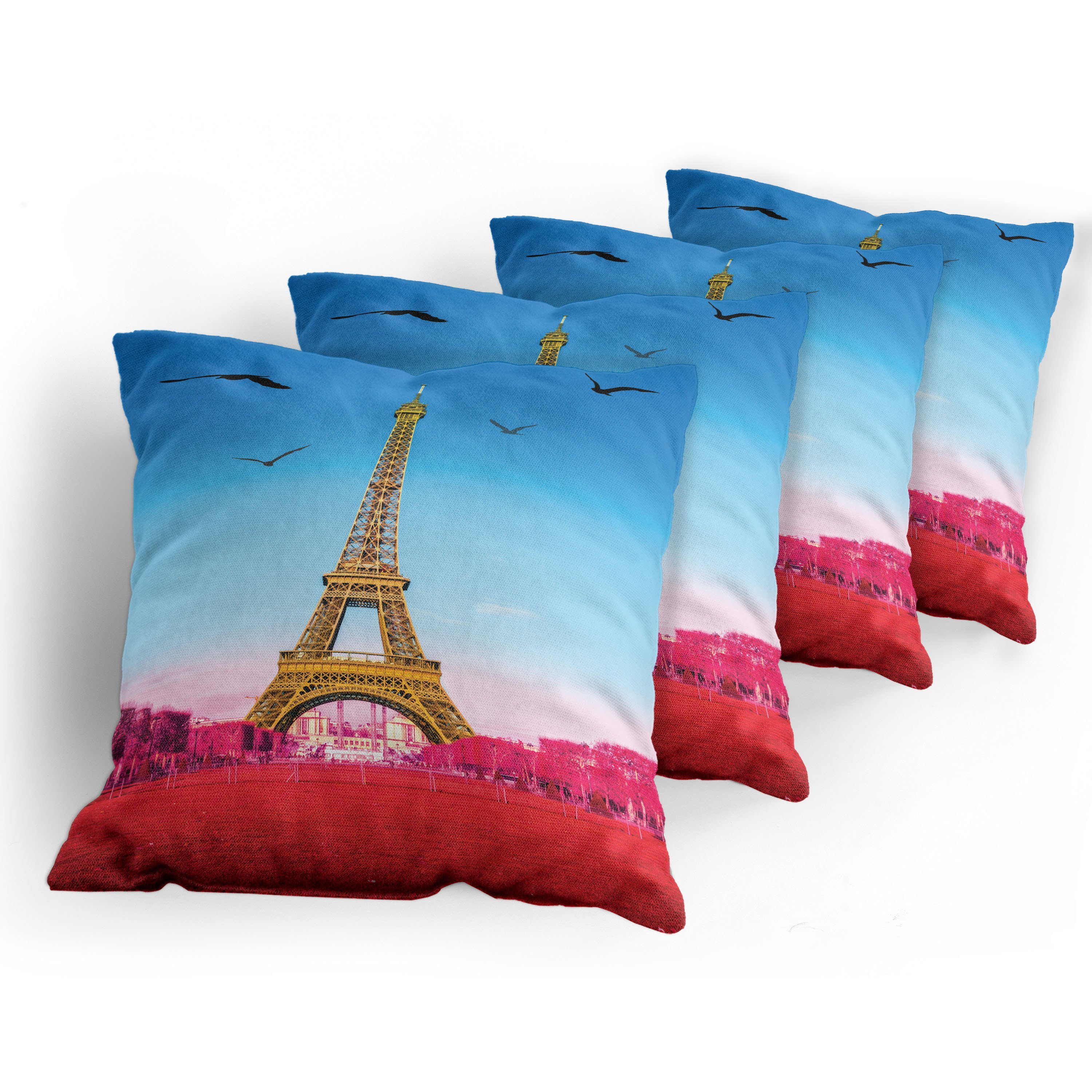 Doppelseitiger Abakuhaus Eiffelturm Accent Modern (4 Stück), Digitaldruck, Abstract Grass Paris Kissenbezüge