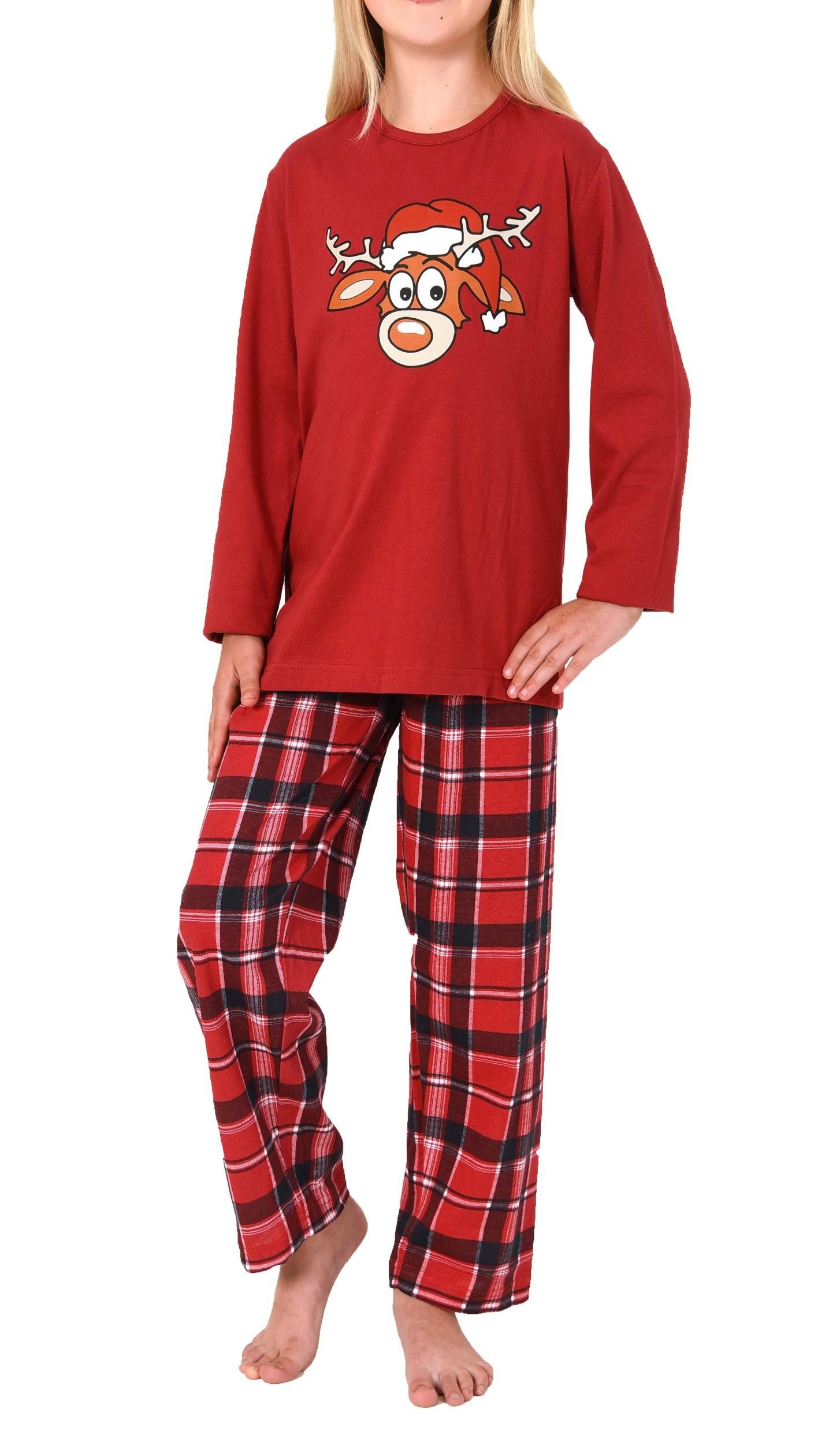Normann Pyjama Kinder Weihnachts Schlafanzug UNISEX Pyjama mit Renntier Motiv