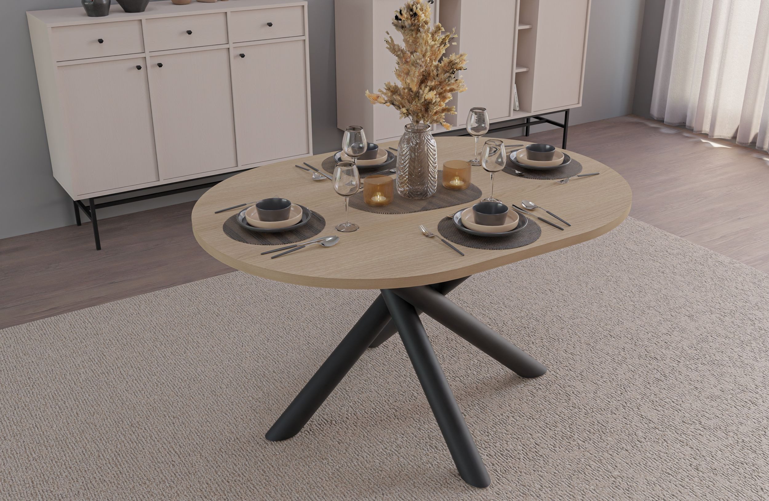 Küchen-Preisbombe Esstisch Oslo Esstisch Tisch oval 138x100cm Wohnzimmer Esszimmer Spider Gestell