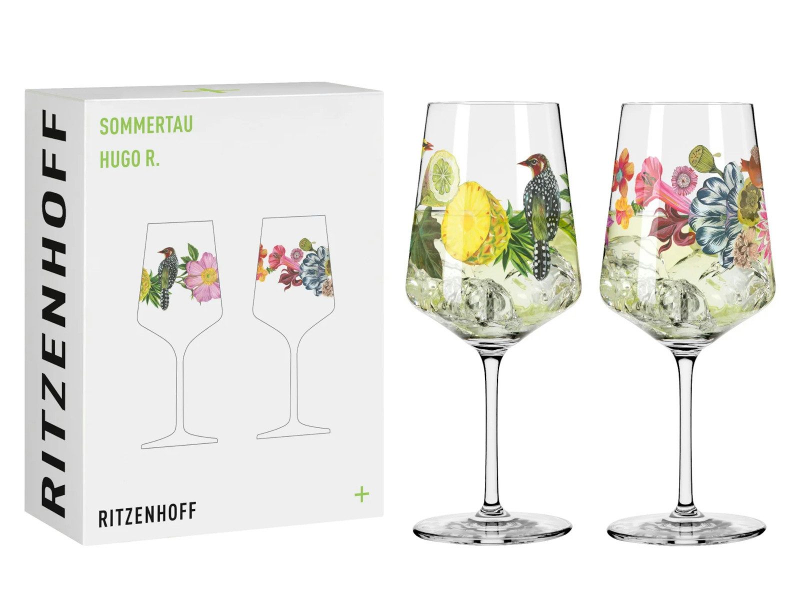 Ritzenhoff Gläser-Set Sommertau Aperitifglas 2er Set (O.Hajek) F25 #5 #6, Kristallglas, 20,3 x 10,1 x 26,6 cm