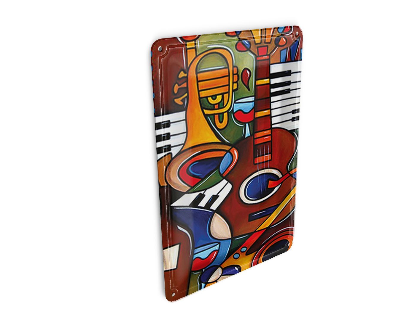 Femer GmbH Postkarte Kunst 10x14 cm Musik Instrumente Gitarre Piano, unfrankiert
