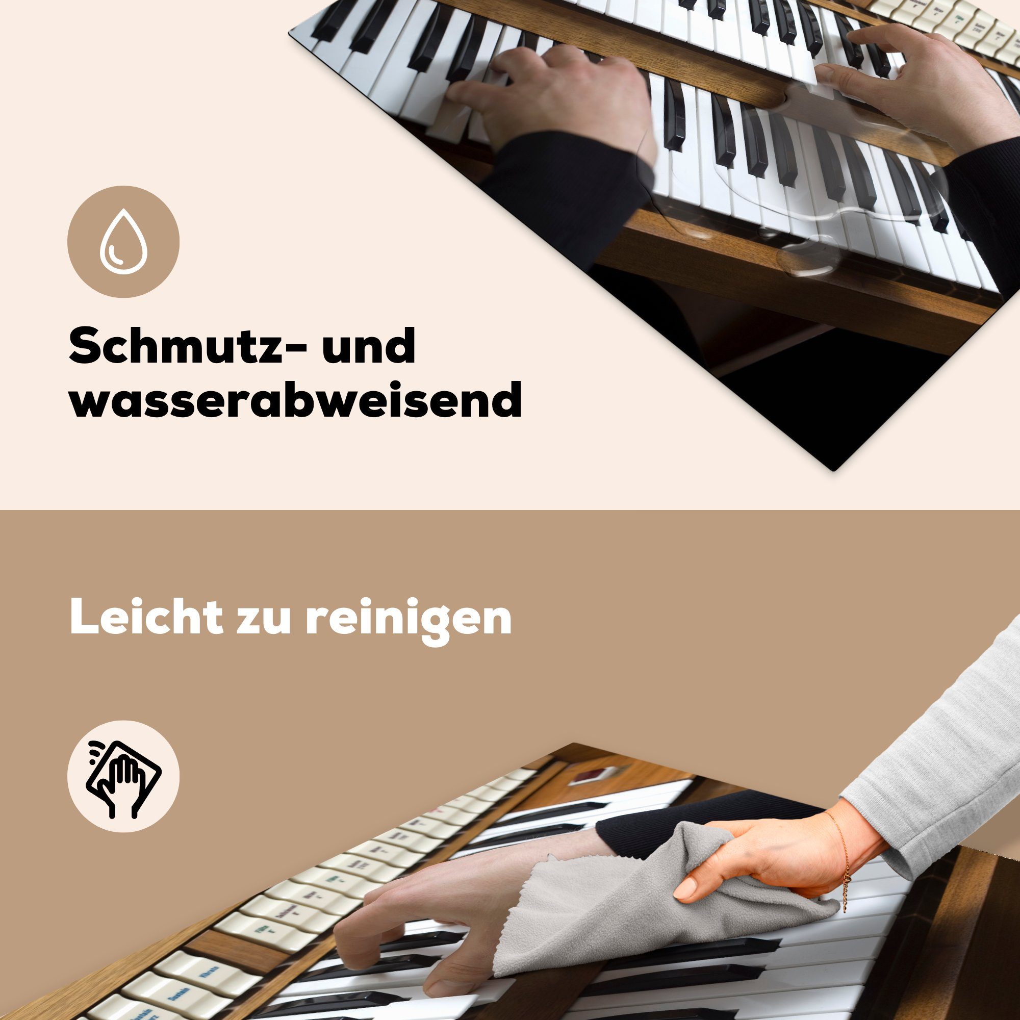 für Mann Induktionskochfeld Orgel, 81x52 (1 Ceranfeldabdeckung MuchoWow küche, Vinyl, spielt Schutz tlg), die Herdblende-/Abdeckplatte cm,