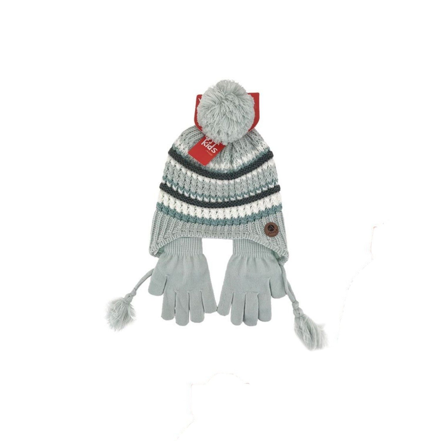Ohrenmütze Kinder Winter Mütze mit Handschuhen » Gestreiftes Set