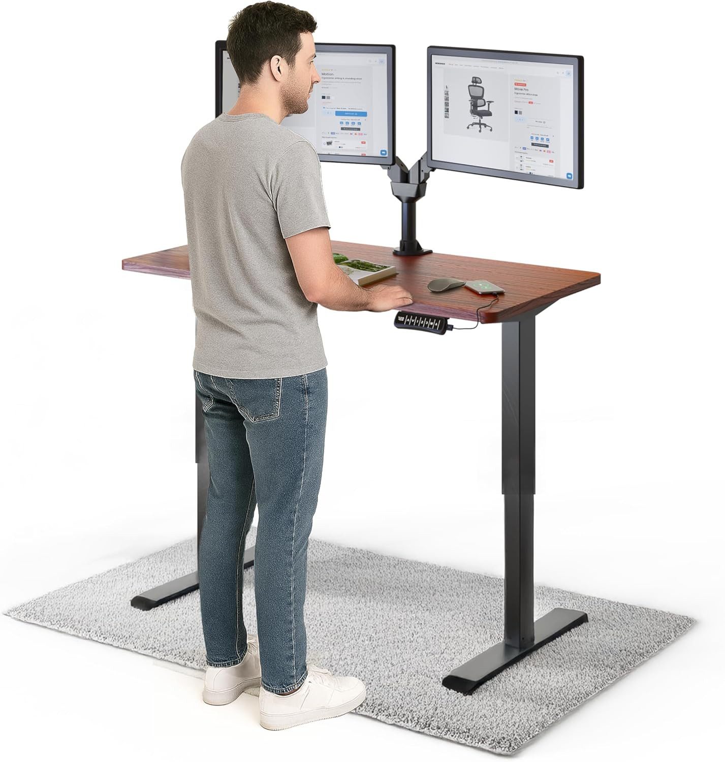 DESKSPACE Schreibtisch Pro Elektrisch höhenverstellbarer Schreibtisch - inklusive Tischplatte (Komplettset inkl. Tischplatte und Gestell), Ergonomischer Stehpult mit Memory Funktion & Kollisionsschutz