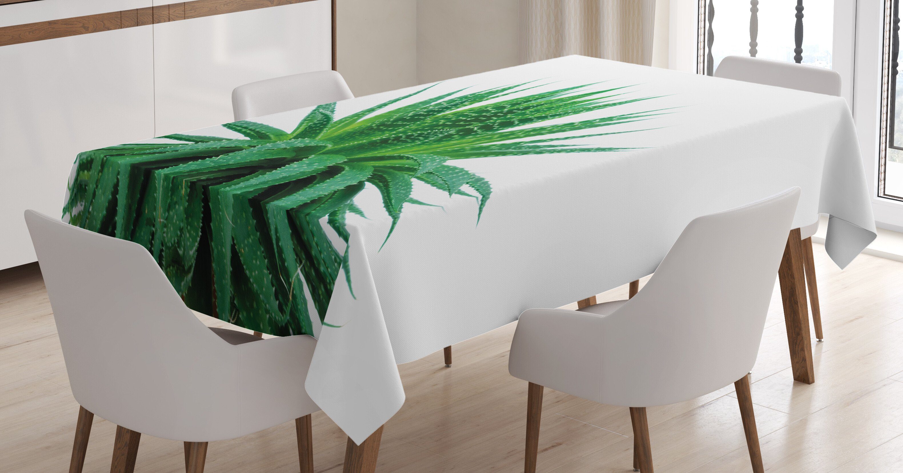 Abakuhaus Tischdecke Farbfest Waschbar Für den Außen Bereich geeignet Klare Farben, Pflanze Vibrierende Aloe Vera