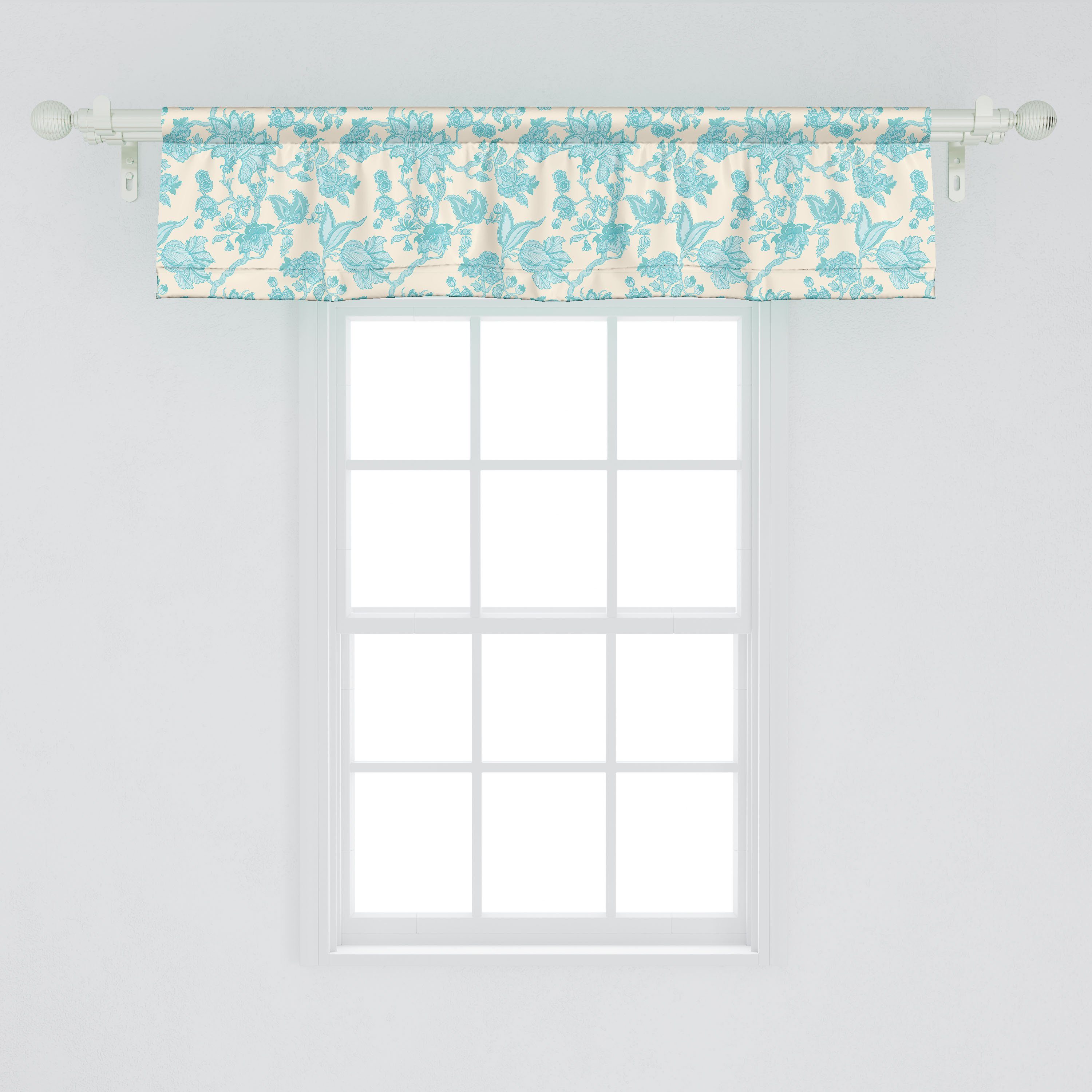 Dekor Abakuhaus, für Oriental Blooming Küche Stangentasche, Scheibengardine Vorhang mit Volant Schlafzimmer Microfaser, Blumen
