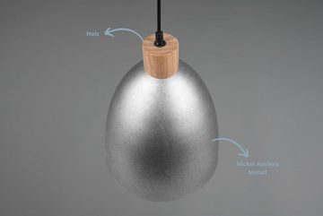 lightling Pendelleuchte Eggert, ohne Leuchtmittel, moderne Pendellampe mit Metallschirm und Elementen aus Holz