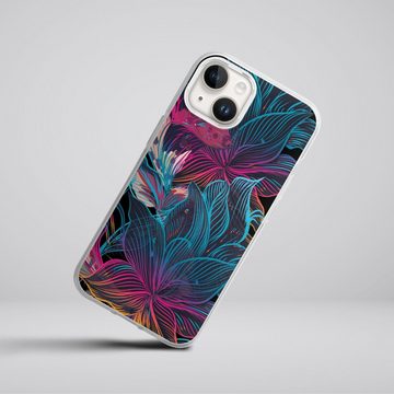 DeinDesign Handyhülle Neon Blumen bunt Neon Flower Power, Apple iPhone 14 Silikon Hülle Bumper Case Handy Schutzhülle