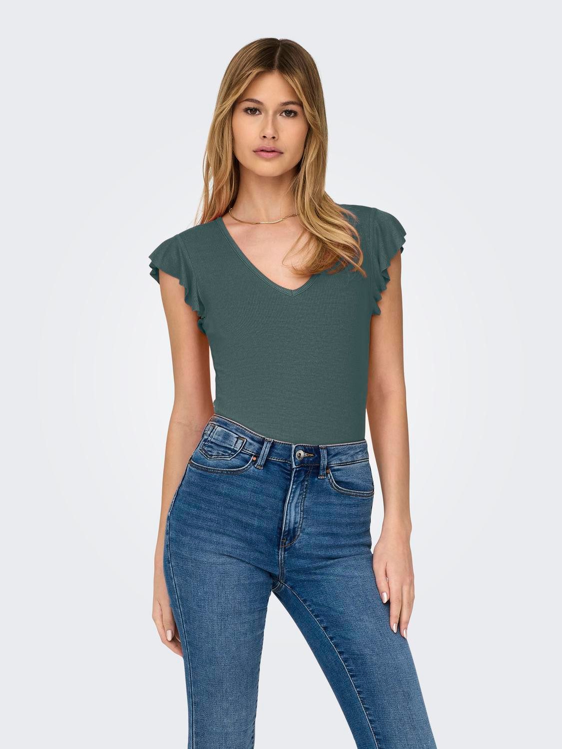 ONLY V-Shirt ONLBELIA – V-Ausschnitt für femininen Sommerkomfort Viskosemischung, regular fit, Rundhals