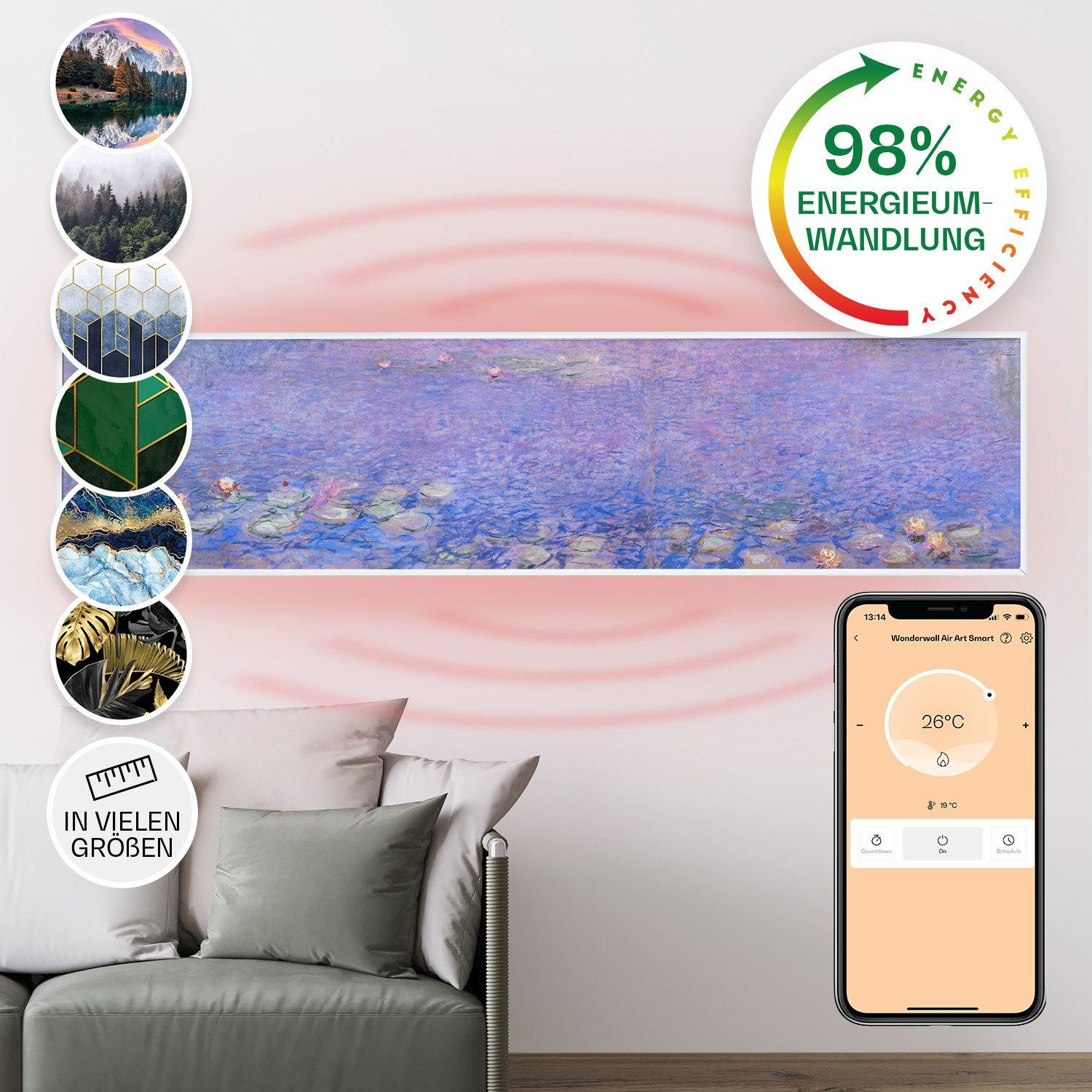 Klarstein Heizkörper Wonderwall Air Art Smart Infrarotheizung 120x30cm ...