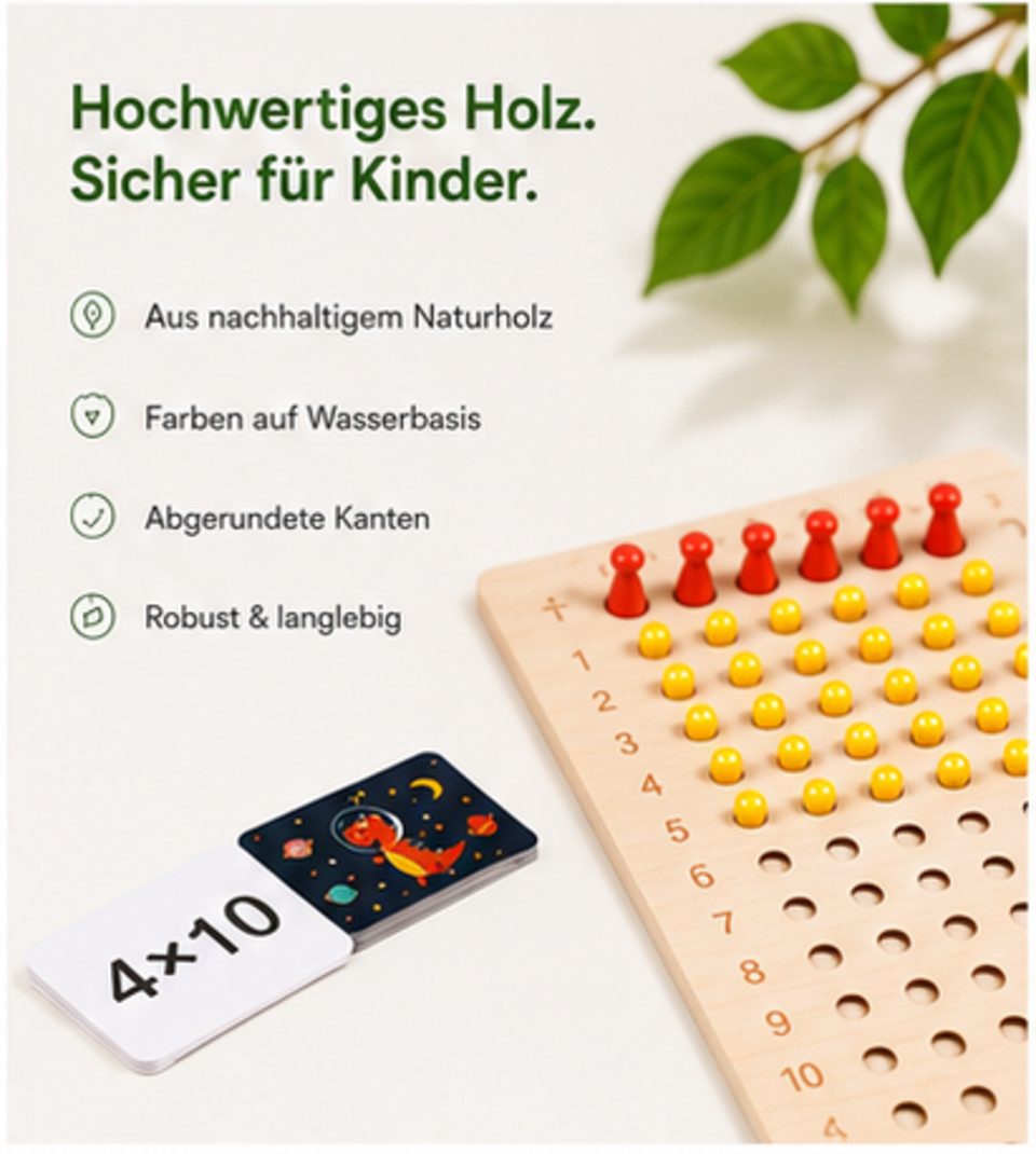 White Fox Studio Lernspielzeug 2-in-1 Holz-Rechenbrett – Multiplikation & Division ab 3 Jahren (Rechnen, 1-St., Division Multiplikation), 2-in-1 Funktion: Multi – Bild 4 von 5
