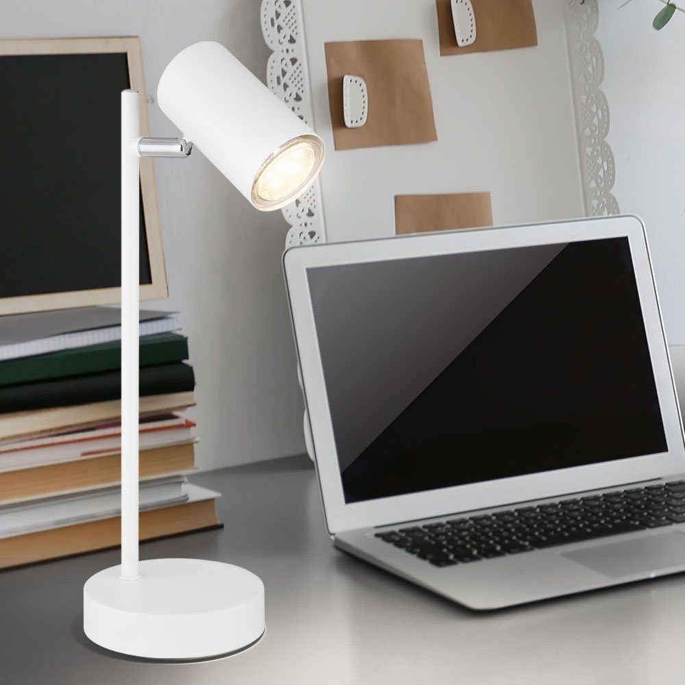 Leuchtmittel Schreibtischlampe Schreibtischlampe, inklusive, beweglich Tischlampe nicht etc-shop weiß Beistellleuchte chrom