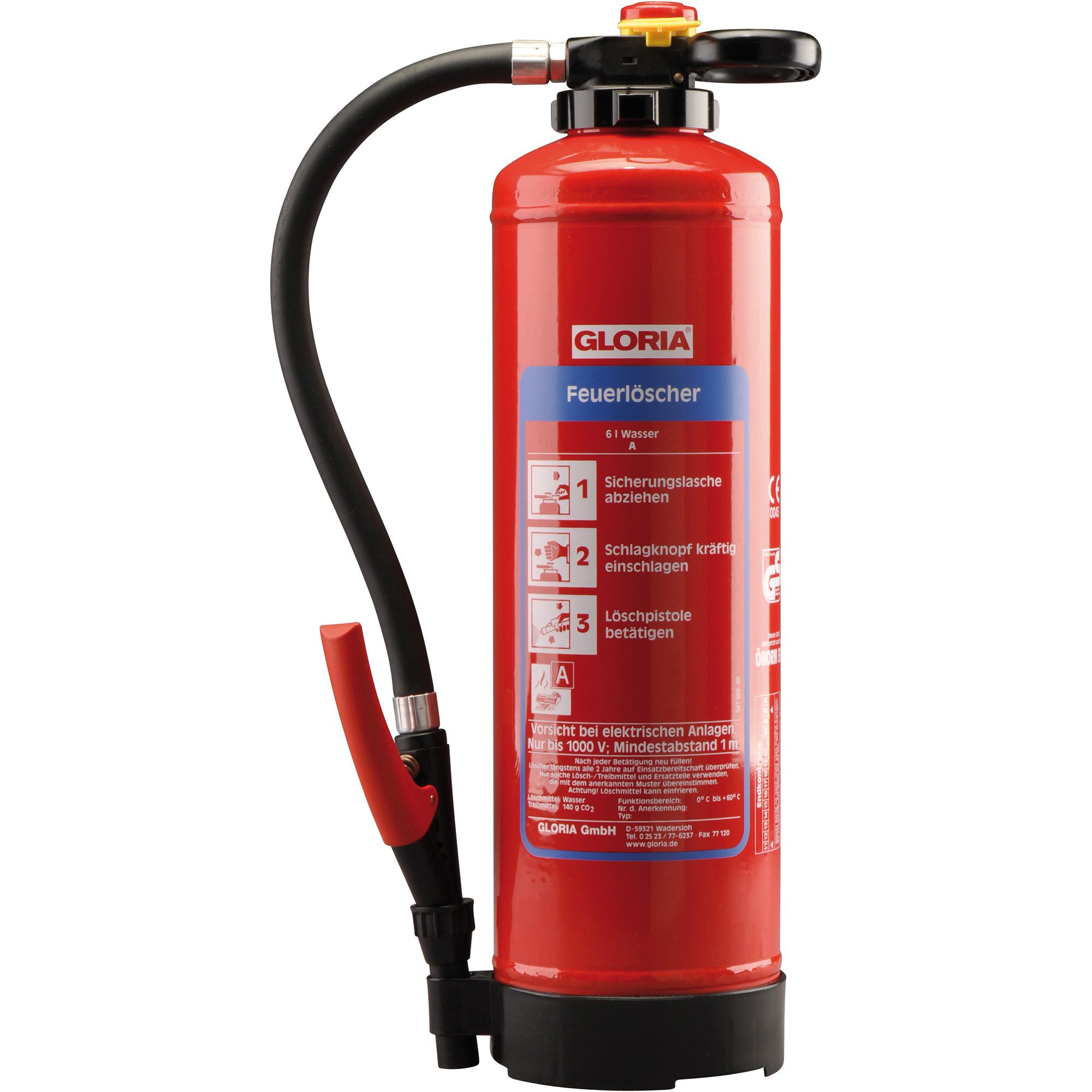 Gloria Kettenschloss Handfeuerlöscher WH 6 PRO 803801.0000 Brandklasse 34A