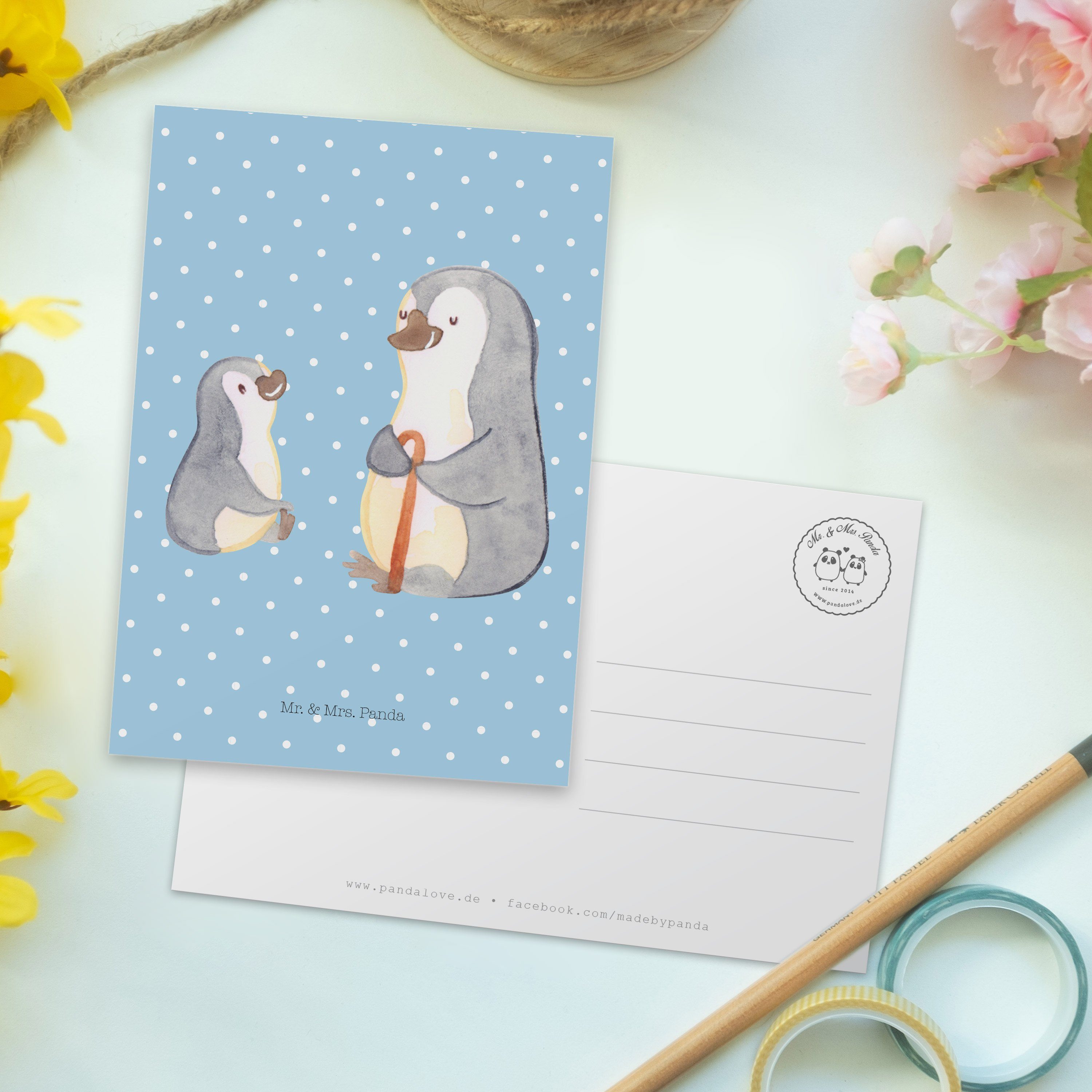 Blau Pastell Postkarte - & Panda Opa, Geschenk Opi, D Enkel Mrs. Mr. Opa Geschenk, für Pinguin -