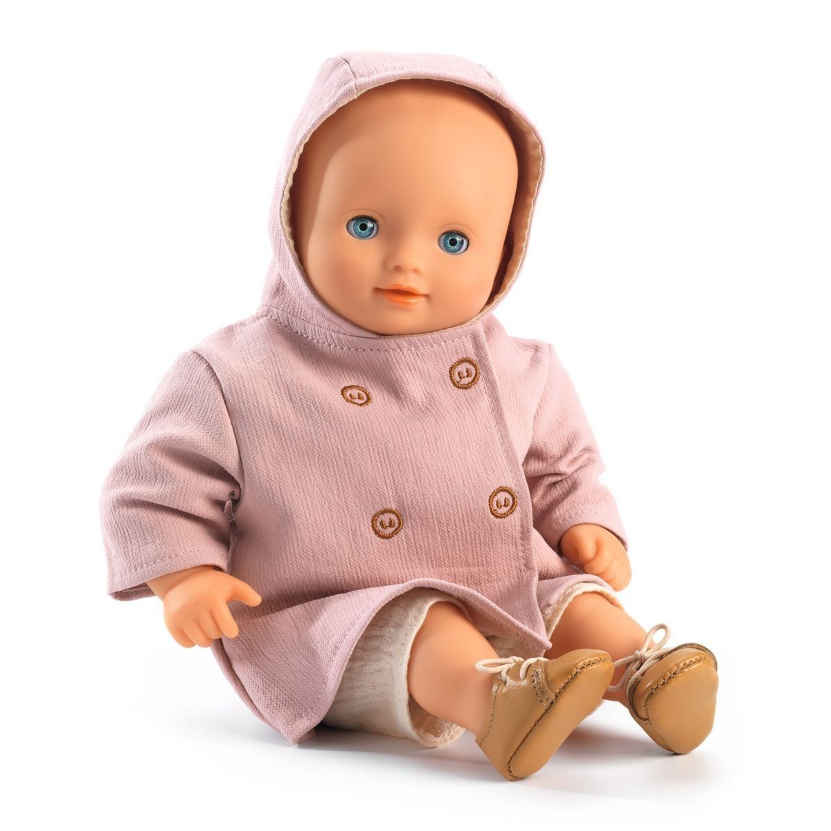 DJECO Puppenkleidung POMEA Mantel mit Kapuze für Puppen der Größe 30-34 cm
