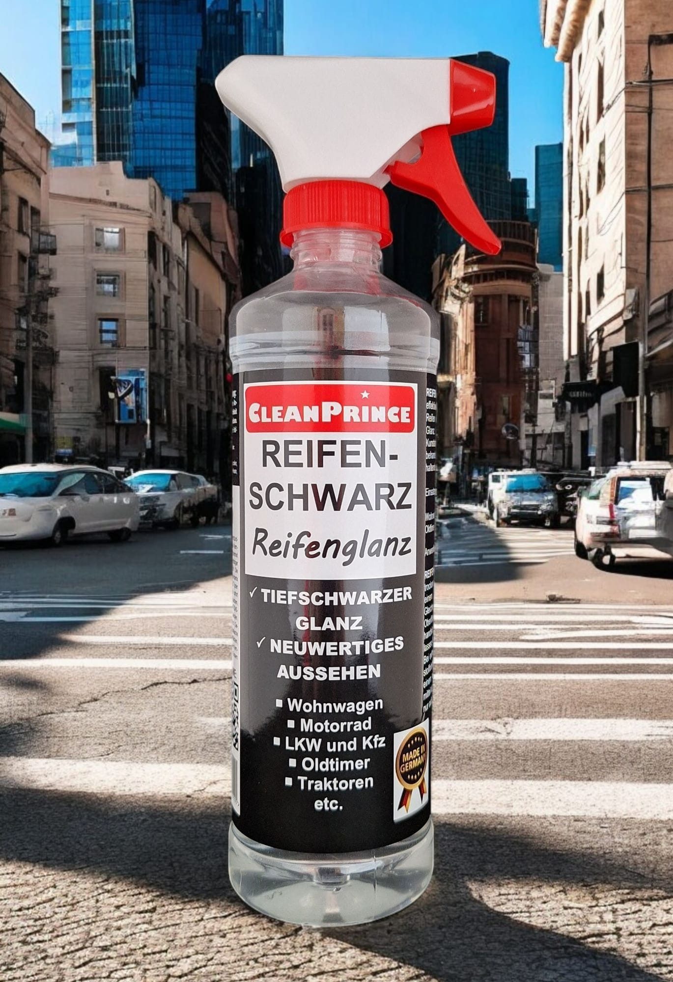 CleanPrince Reifenschwarz Reifenglanz Reifen-Schwärzer Reifenpflege, tiefschwarzer Glanz - Neu-Effekt