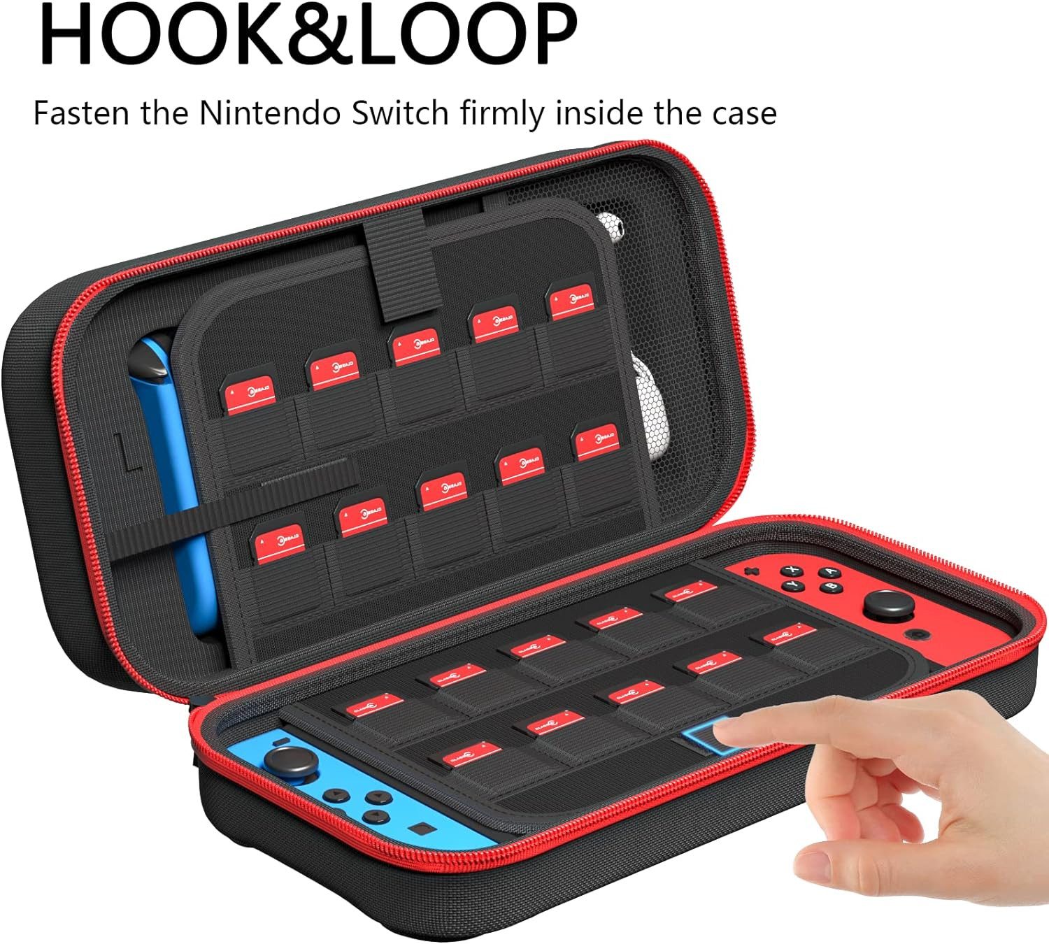 Refined Living Nintendo-Schutzhülle Carrying Case Compatible with Nintendo Switch/OLED,Game Case, Schutzhülle mit Aufbewahrung für 20 Spiele, Konsole & Zubehör – Bild 5 von 5