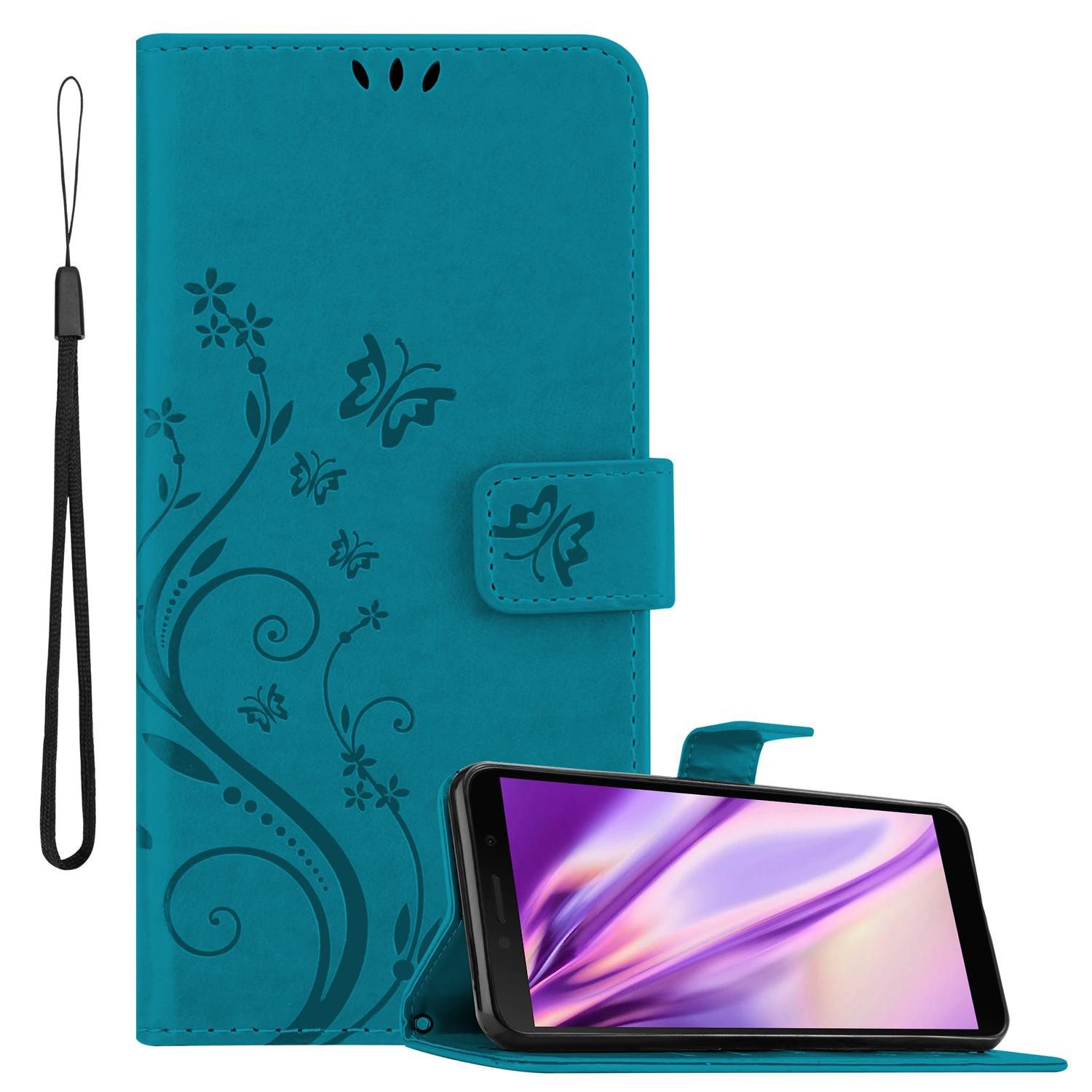 Cadorabo Handyhülle für Honor 9S / Huawei Y5P Hülle Honor 9S / Huawei Y5P, Hülle Schutzhülle Blumen Flower mit Standfunktion Kartenfach Magnet
