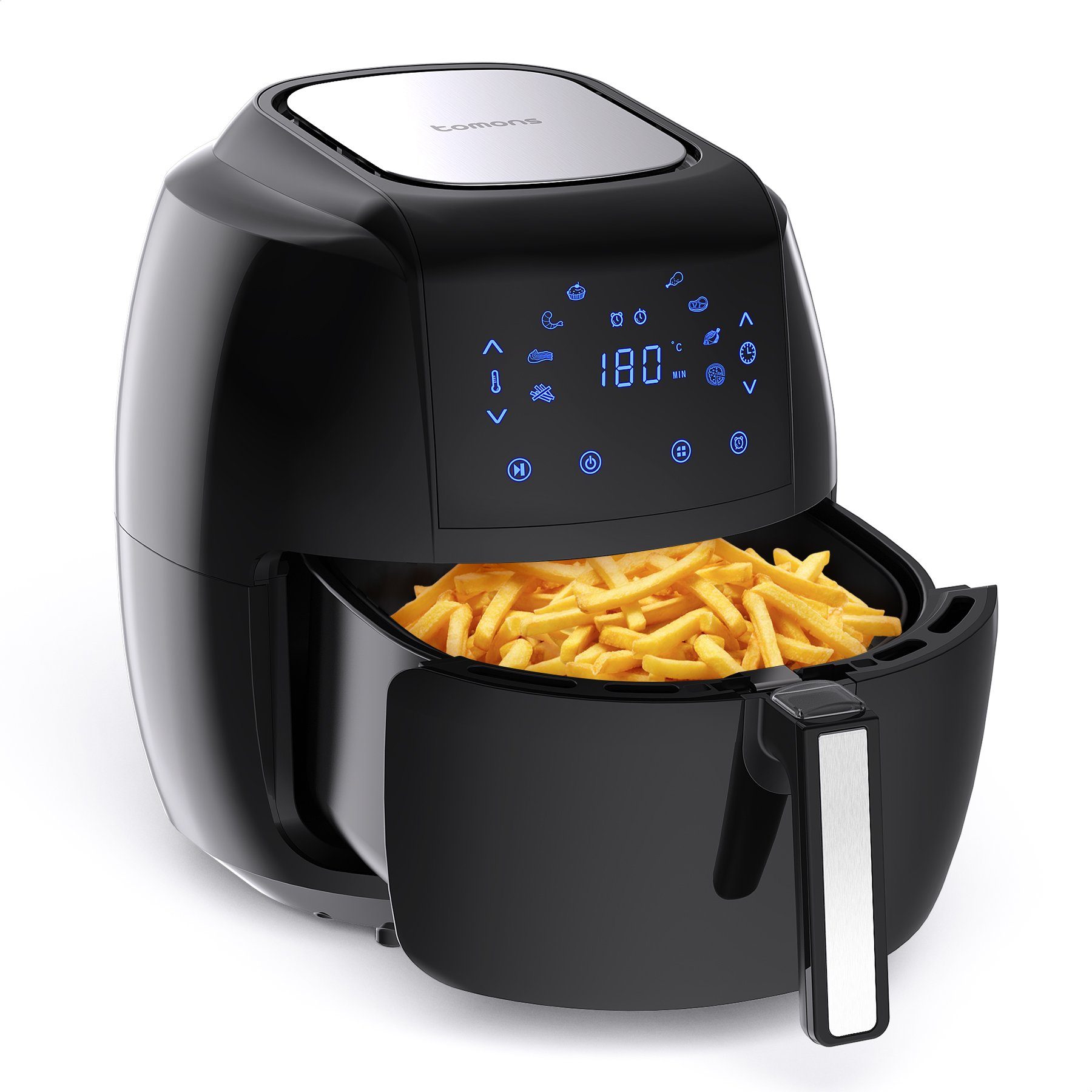 Tomons Heißluftfritteuse XXL 5,5L Elektrofritteuse Airfryer, ohne Fett und Öl, 1800,00 W