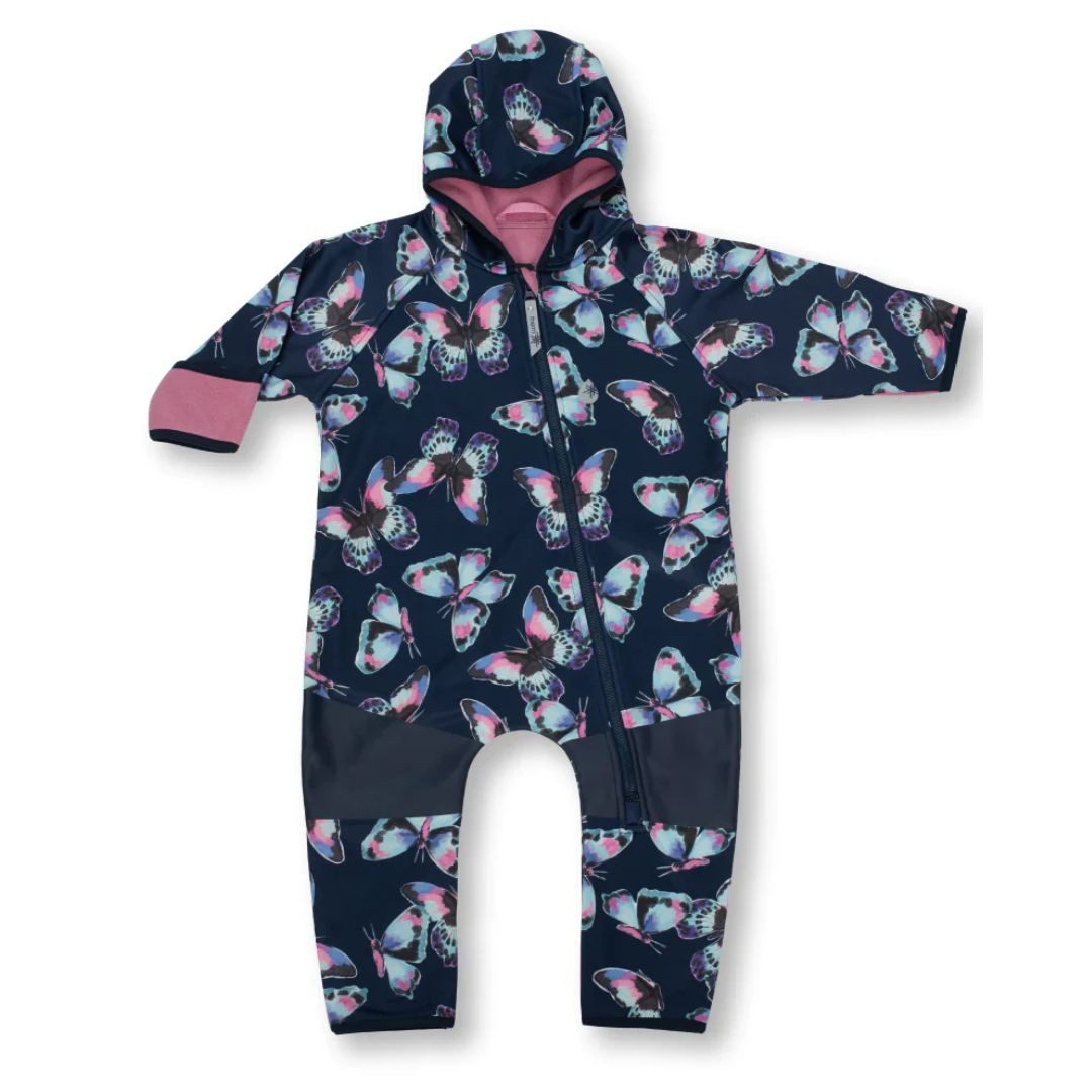 suebidou Regenanzug All-Wetter Fleece Onesie Overall mit Schmetterlingen