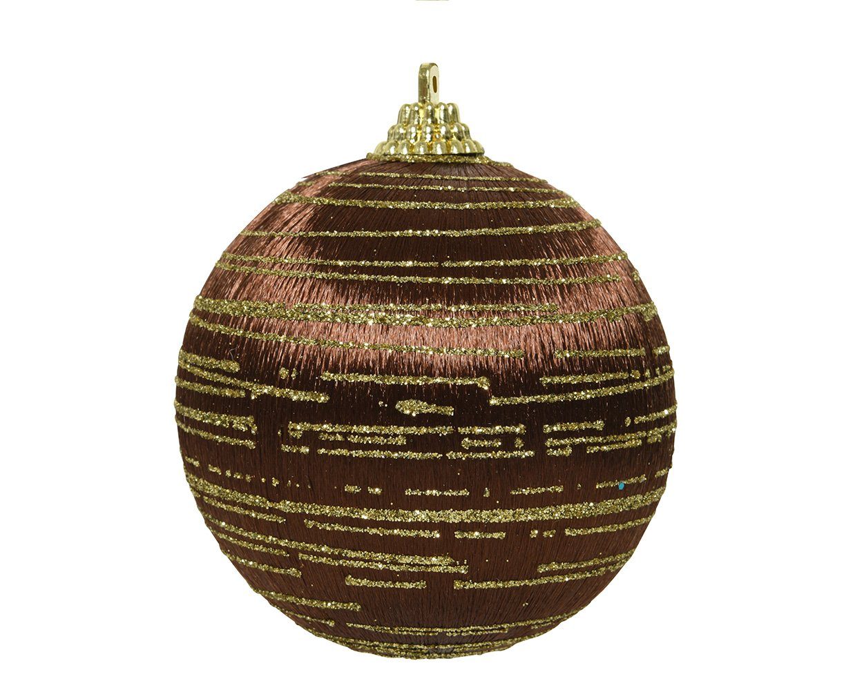 dunkelbraun, 12er Christbaumschmuck, decorations Decoris season Set 8cm Streifen mit Weihnachtskugeln Kunststoff