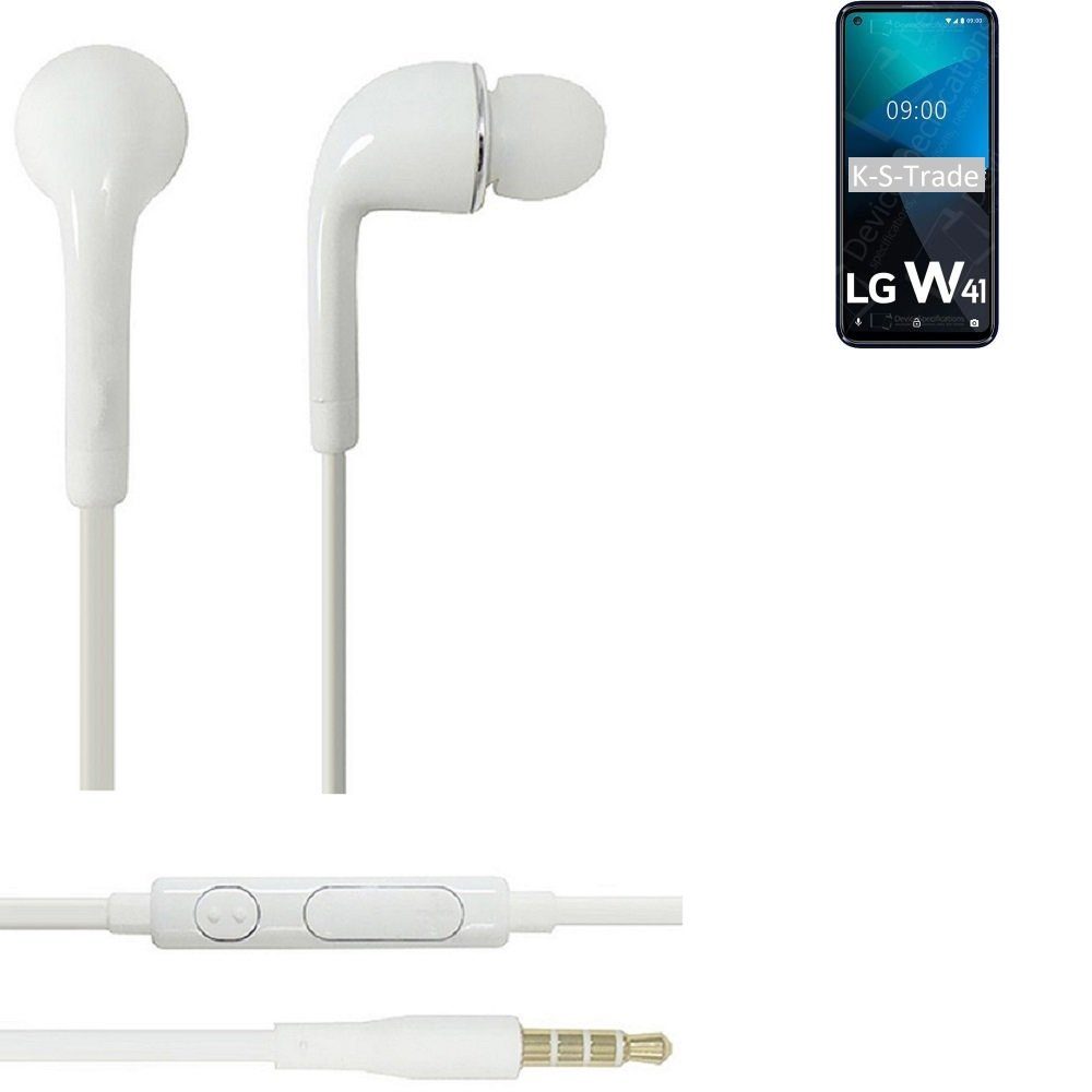 K-S-Trade für LG Electronics W41 In-Ear-Kopfhörer (Kopfhörer Headset mit Mikrofon u Lautstärkeregler weiß 3,5mm)