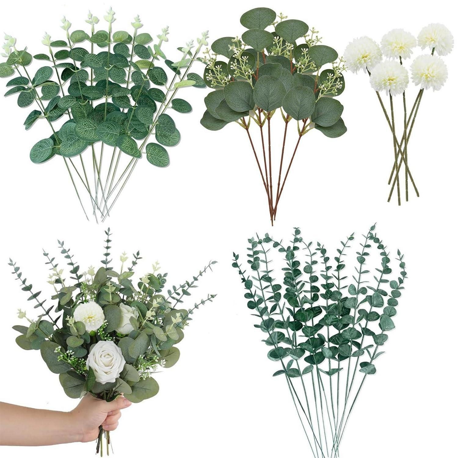 Kunstzweig Künstliche Eukalyptus Zweige 30er Set Grün, LuxusKollektion, Höhe 38 cm
