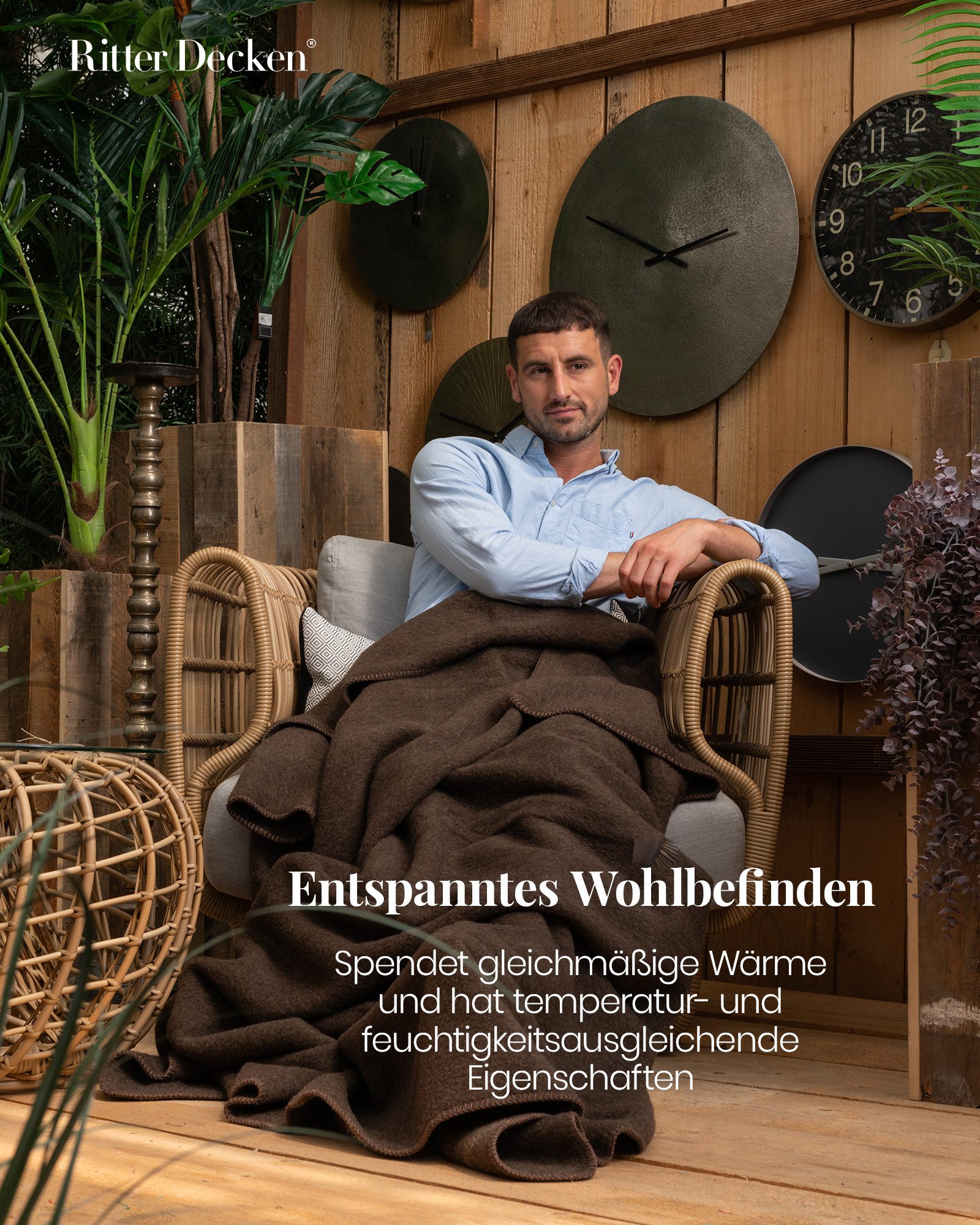 Wohndecke Flauschige Yakdecke Himalaya aus 100% Yakwolle dunkelbraun, Ritter Decken, Wolldecke, 100% Yak auf Schurwollkette, Tagesdecke, weitere Größen