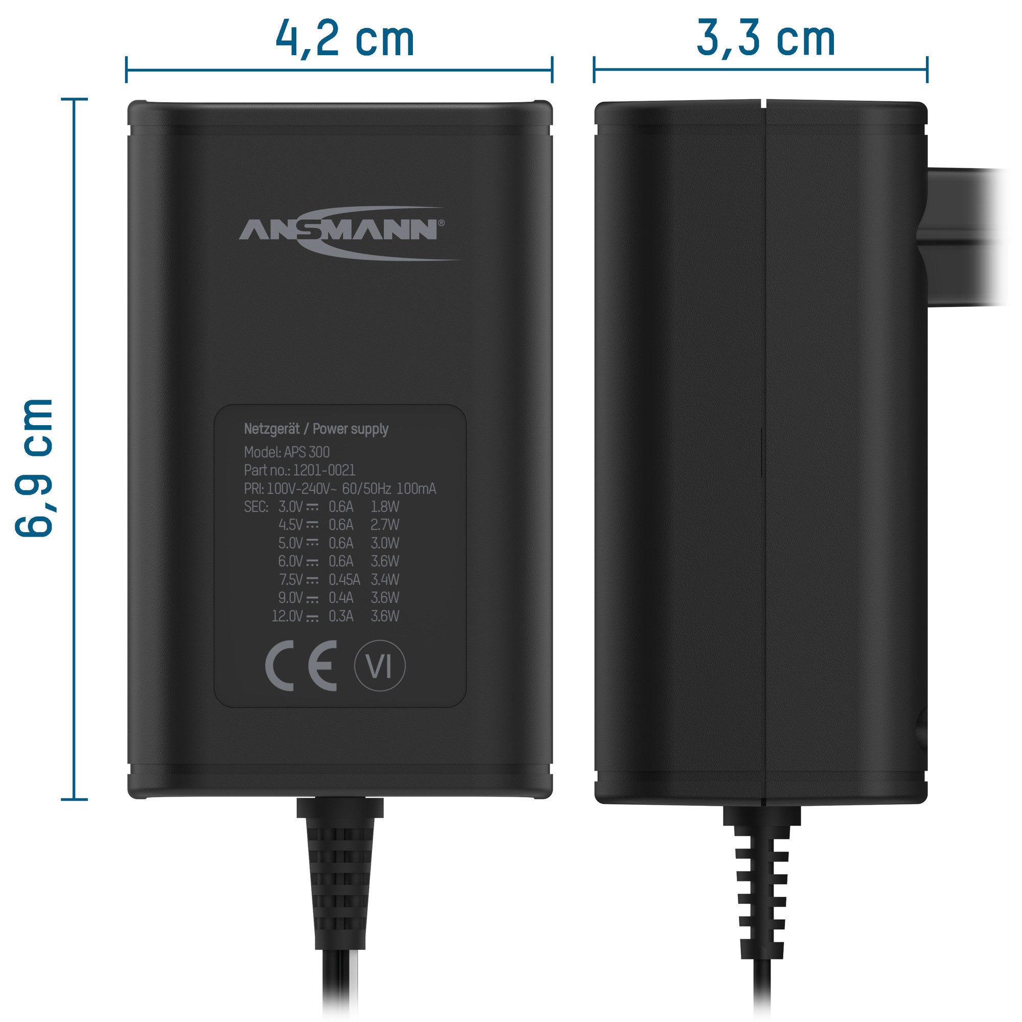 ANSMANN AG Universal Netzteil 3-12v max. 3.6w DC inkl. 7 Stecker Netzteil – Bild 5 von 5