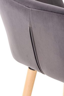 TPFLiving Barhocker Grande mit bequemer Rückenlehne und angenehmer Fußstütze (Set, 2 St., Barstuhl Hocker für Theke & Küche), Tresenhocker 4-Fuß Gestell Holz - Sitzfläche: Samt Grau