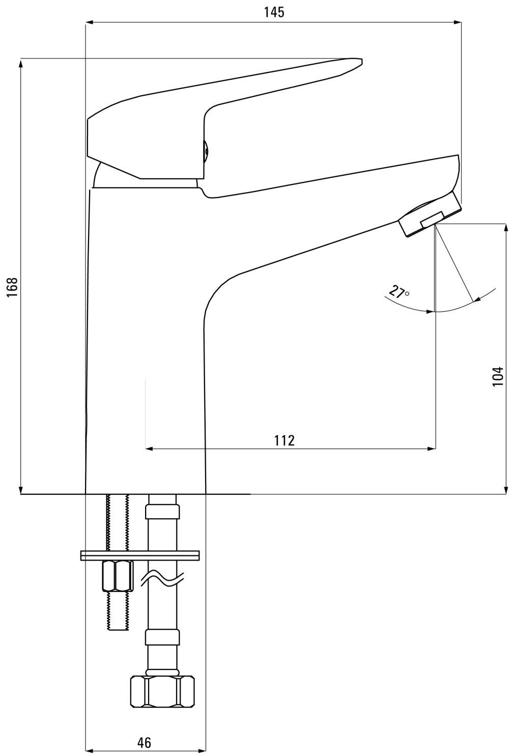 Armatur Hochdruck, Einhebelmischer Deante Waschtischarmatur BMON20M matt, schwarz BORO Waschbecken