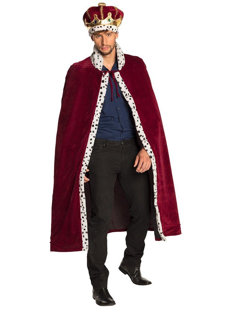 Boland Kostüm Königsset Hermelin, Bordeauxfarbene Robe und Krone für Kaiser und Könige