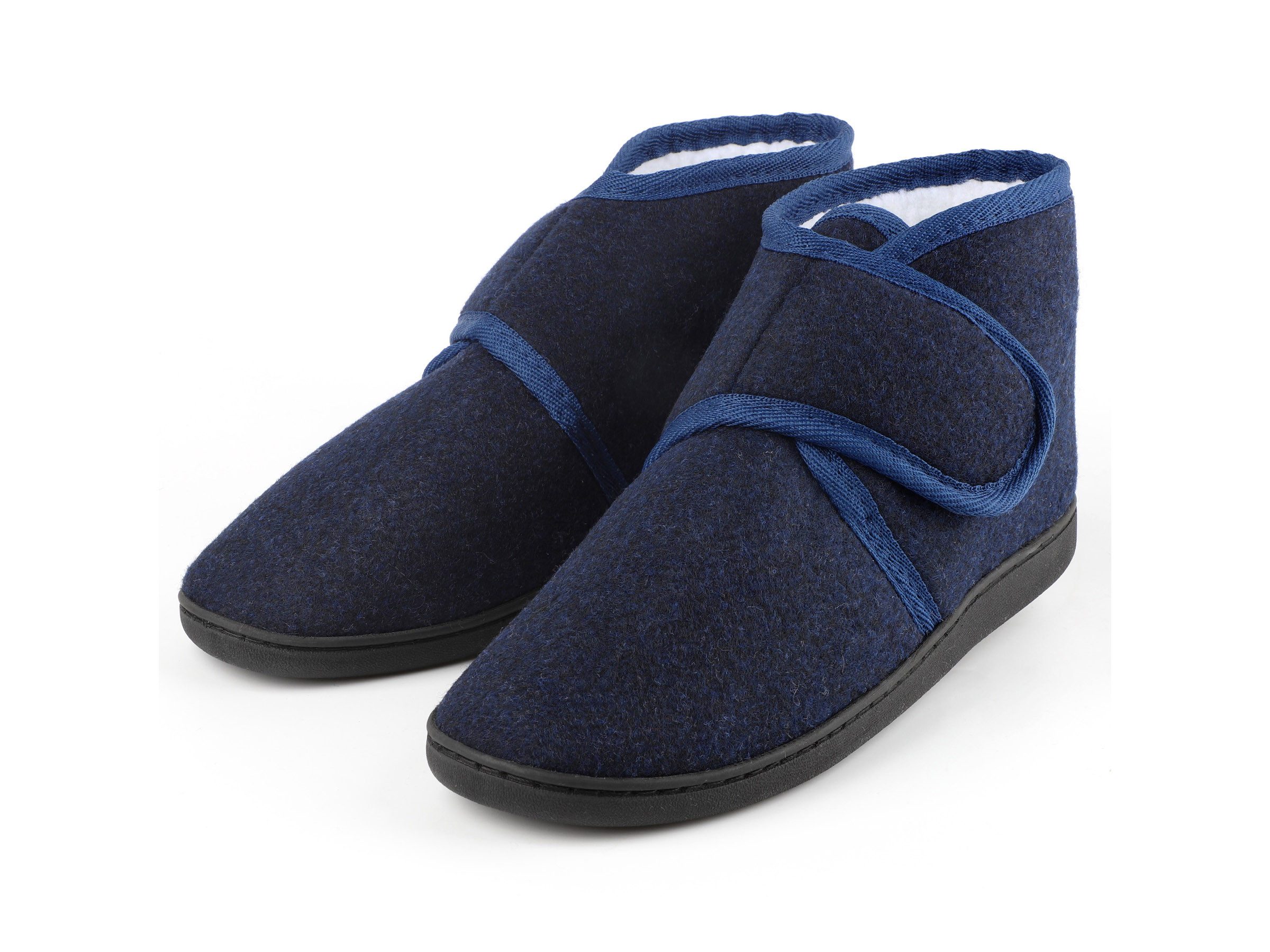 TIESTRA Damen Herren Winterhausschuhe, Warm Hausschuh (Memory Foam Sohle, flach geschnitten) Kunststoffe mit Lammfell, breiter Fußbereich & Filzpantoffeln