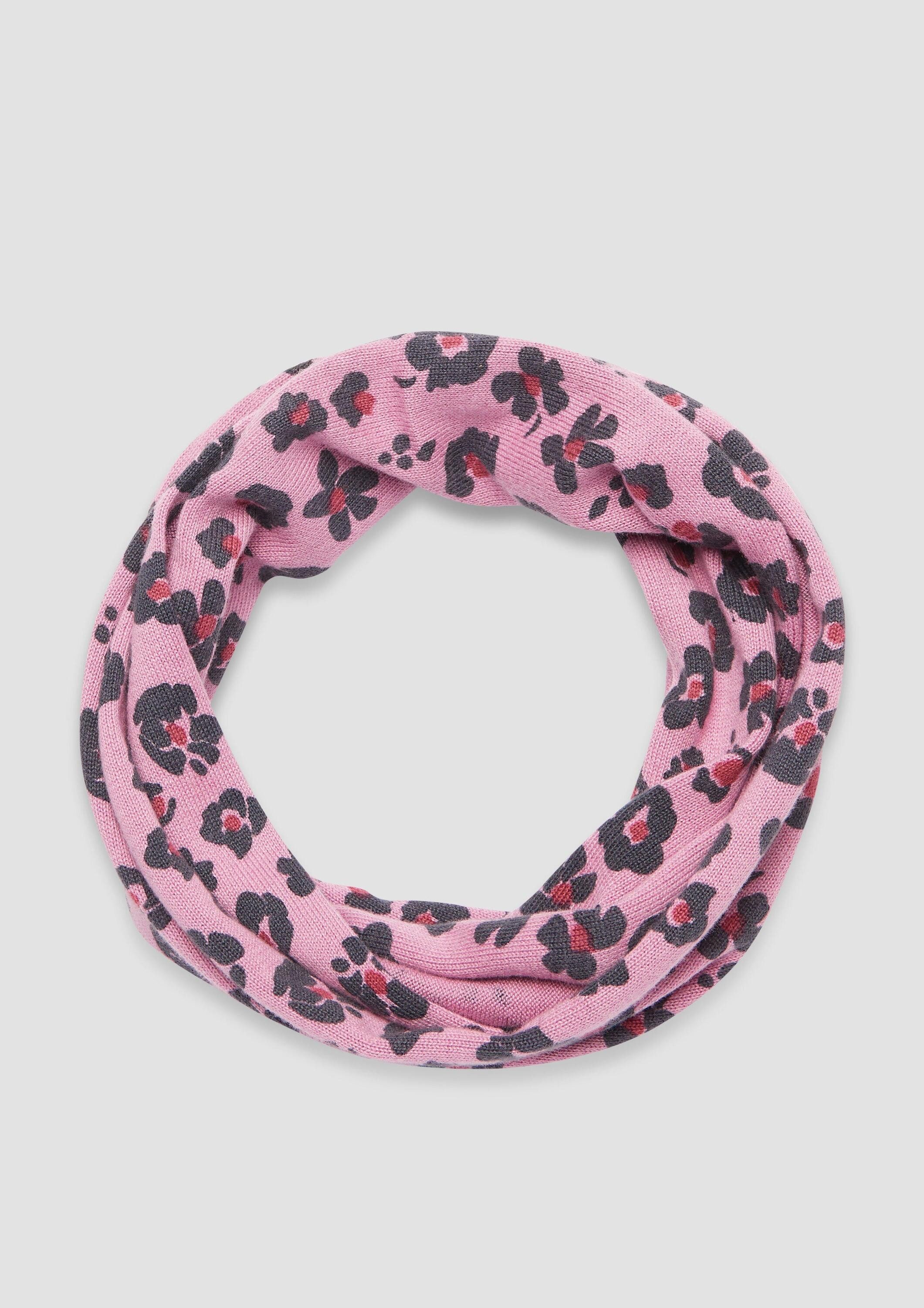 s.Oliver Loop Snood, Loopschal aus Feinstrick mit Leo-Print