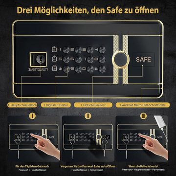 KOMFOTTEU Tresor mit Elektronischem Code & Schlüssel, verstellbares Regal