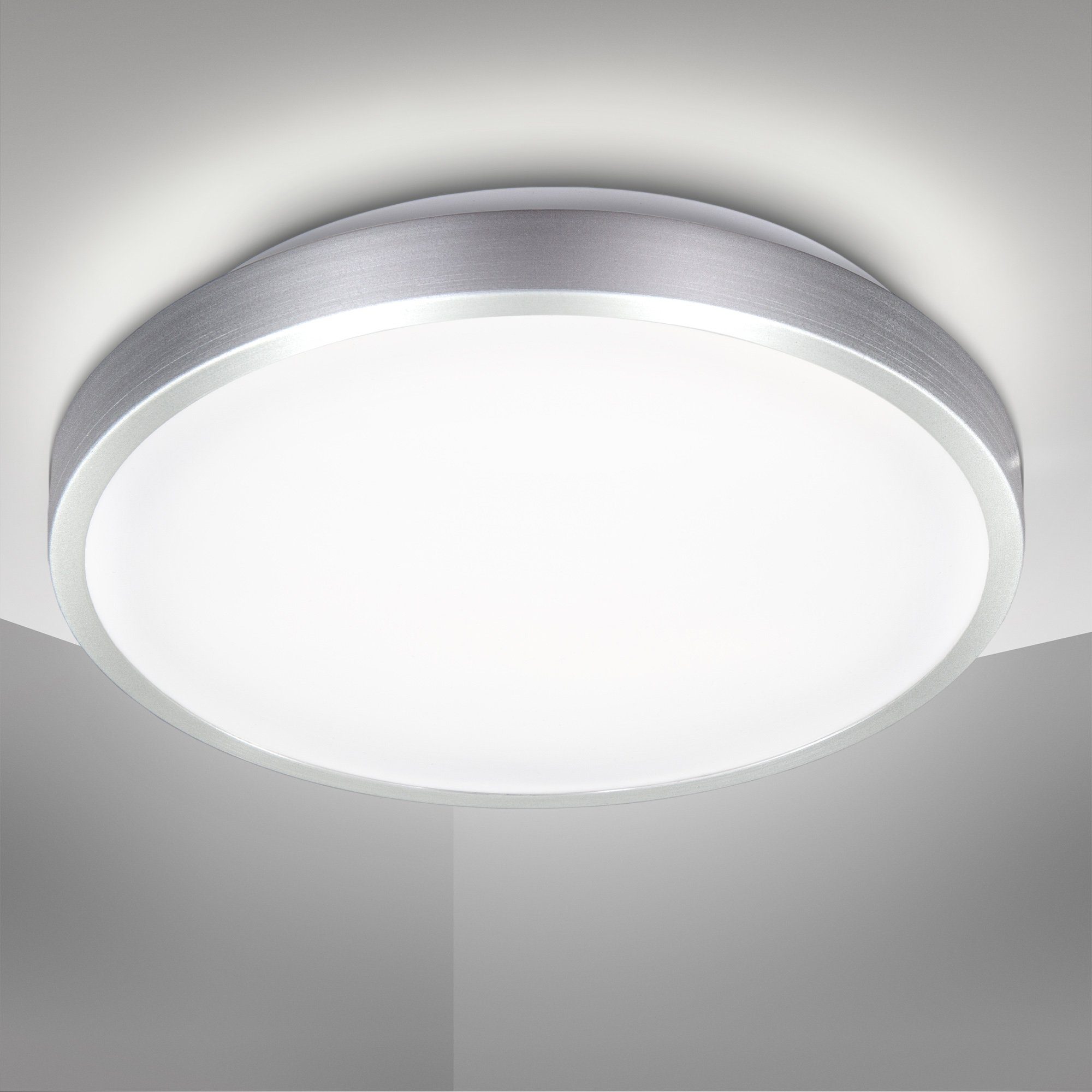 B.K.Licht LED Deckenleuchte BK_DL1198 LED-Deckenlampe, neutalweißes integriert, 15 LED 4.000K 1.500 Ø29cm fest Neutralweiß, Bürolampe, Lumen, Watt, Licht