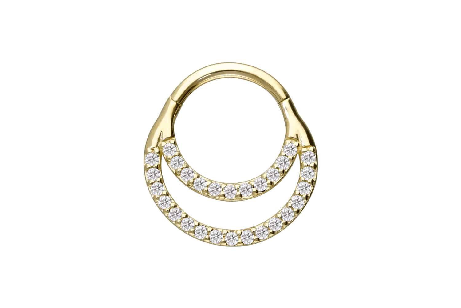 Nasenpiercing 14/18 Karat Gold Segmentring Clicker EINGEFASSTE MOISSANITE + 2 RINGE