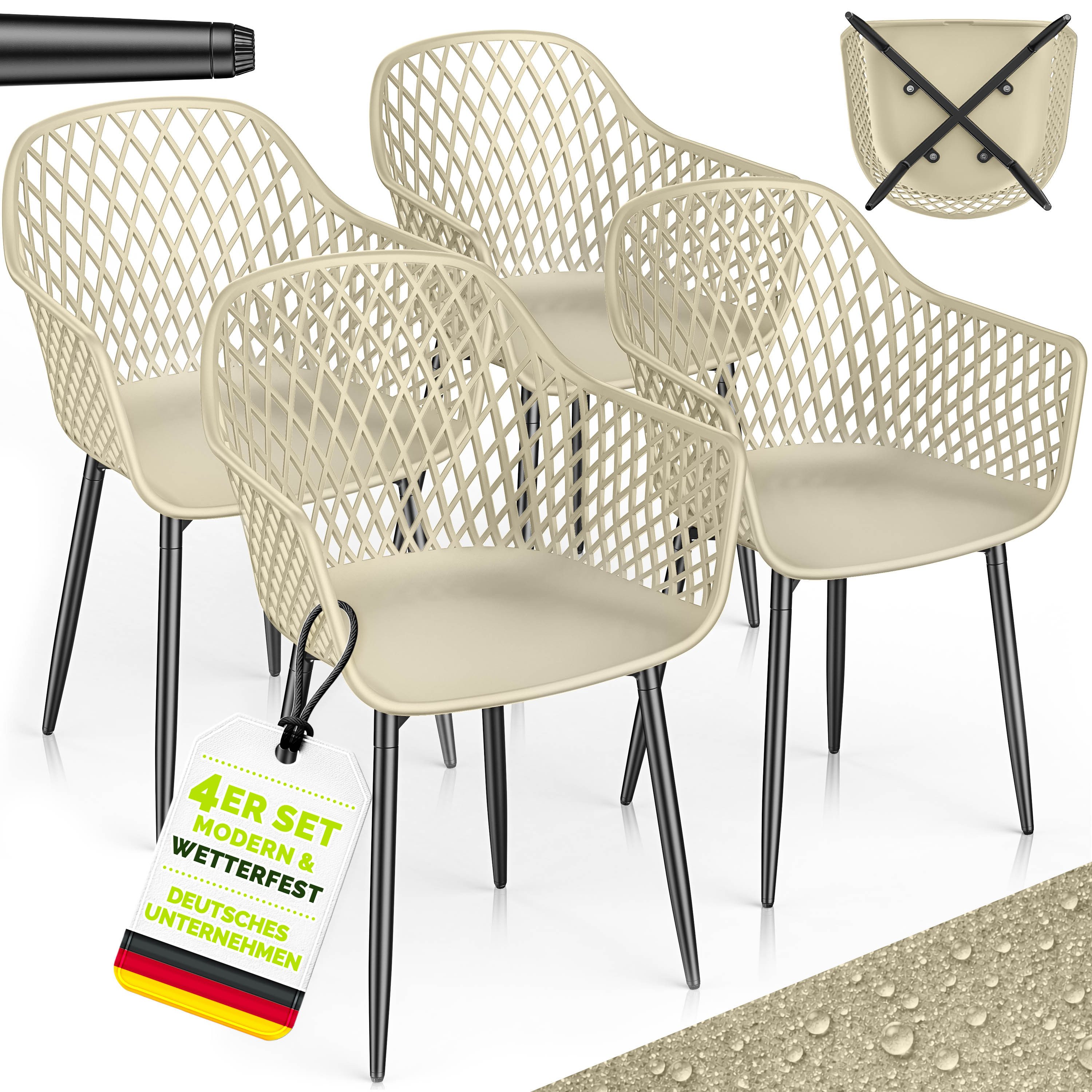 tillvex Gartentisch tillvex® Movo Gartenstühle mit Metallfüßen (Gartenstühle UV-beständig Terrassenstuhl Gartenmöbel, 4-St., Terrasse Balkon Outdoor Garten), belastbar