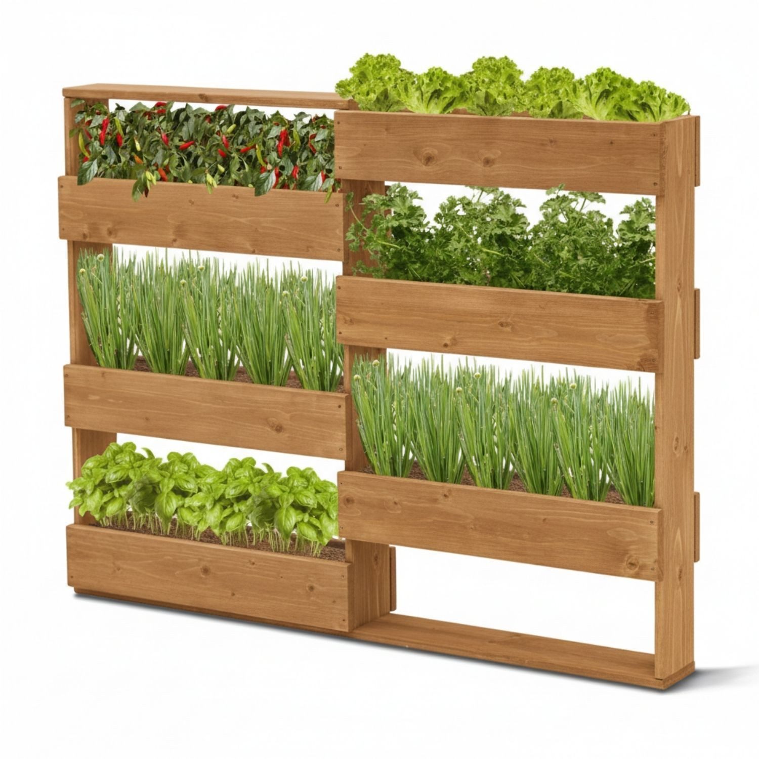 Coemo Hochbeet (1 St), Braun Vertikalbeet aus Holz mit 6 Pflanzkästen Hochbeet Blumenkasten