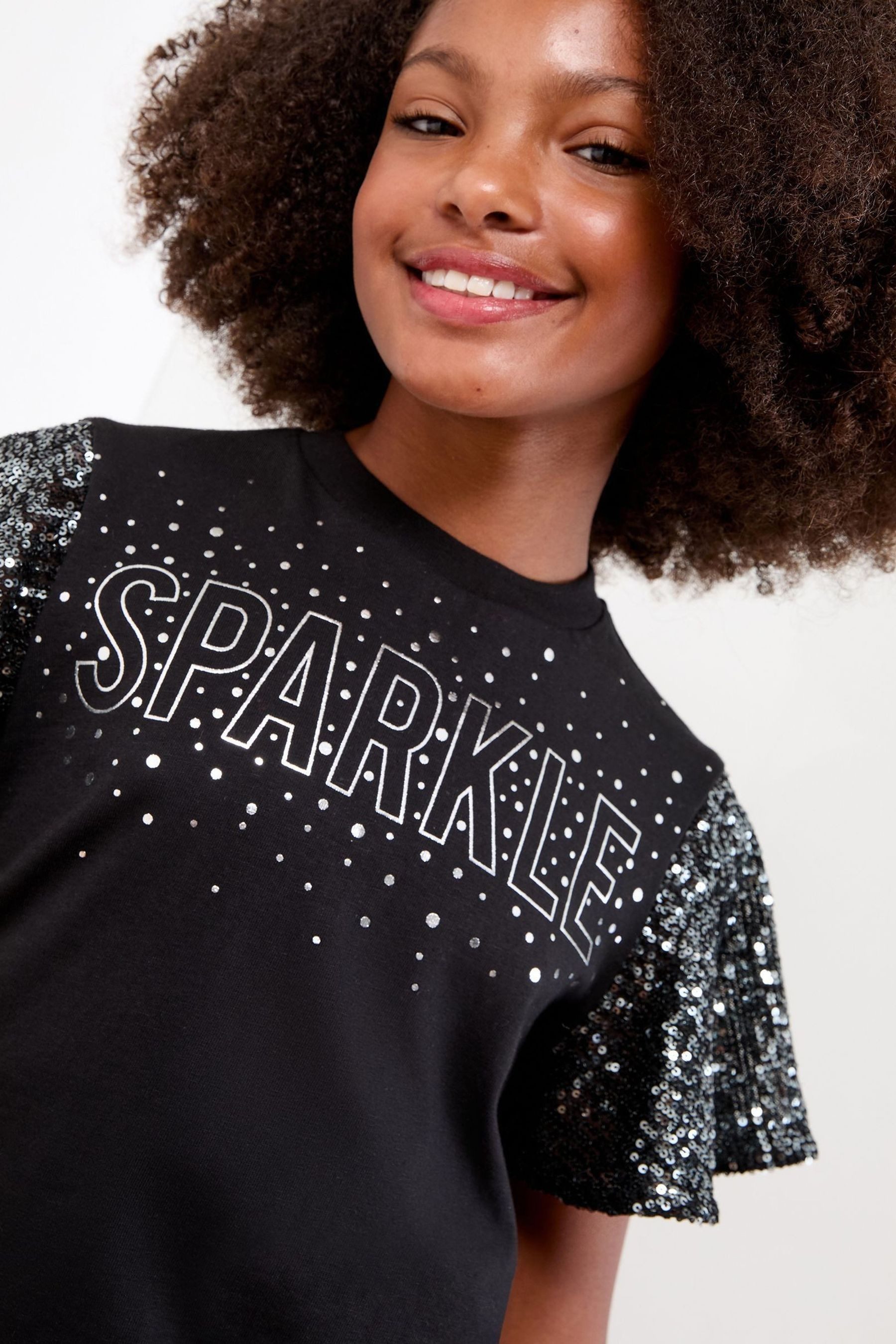 LIPSY Paillettenshirt Lipsy Glitzerndes Pailletten-Weihnachtsoberteil (1-tlg)