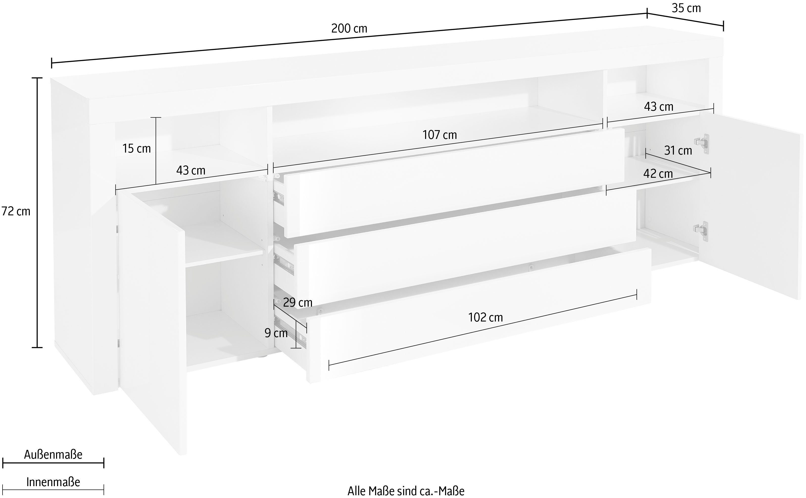 borchardt Möbel Sideboard Santa Fe, Breite 200 cm