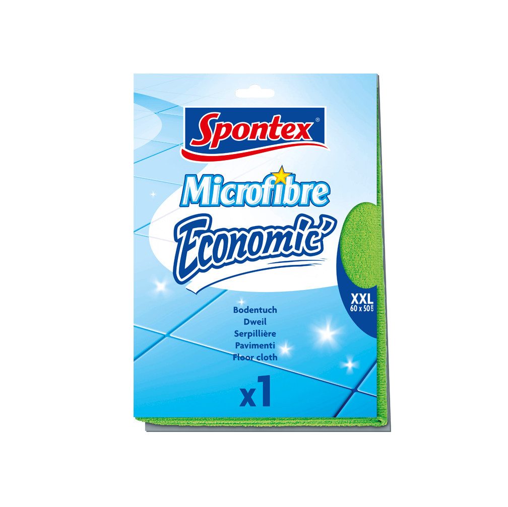 SPONTEX 19780026, Microfibre Economic Bodentuch Mikrofasertuch (60x50 cm, Ideal zum Reinigen glatter Oberflächen)