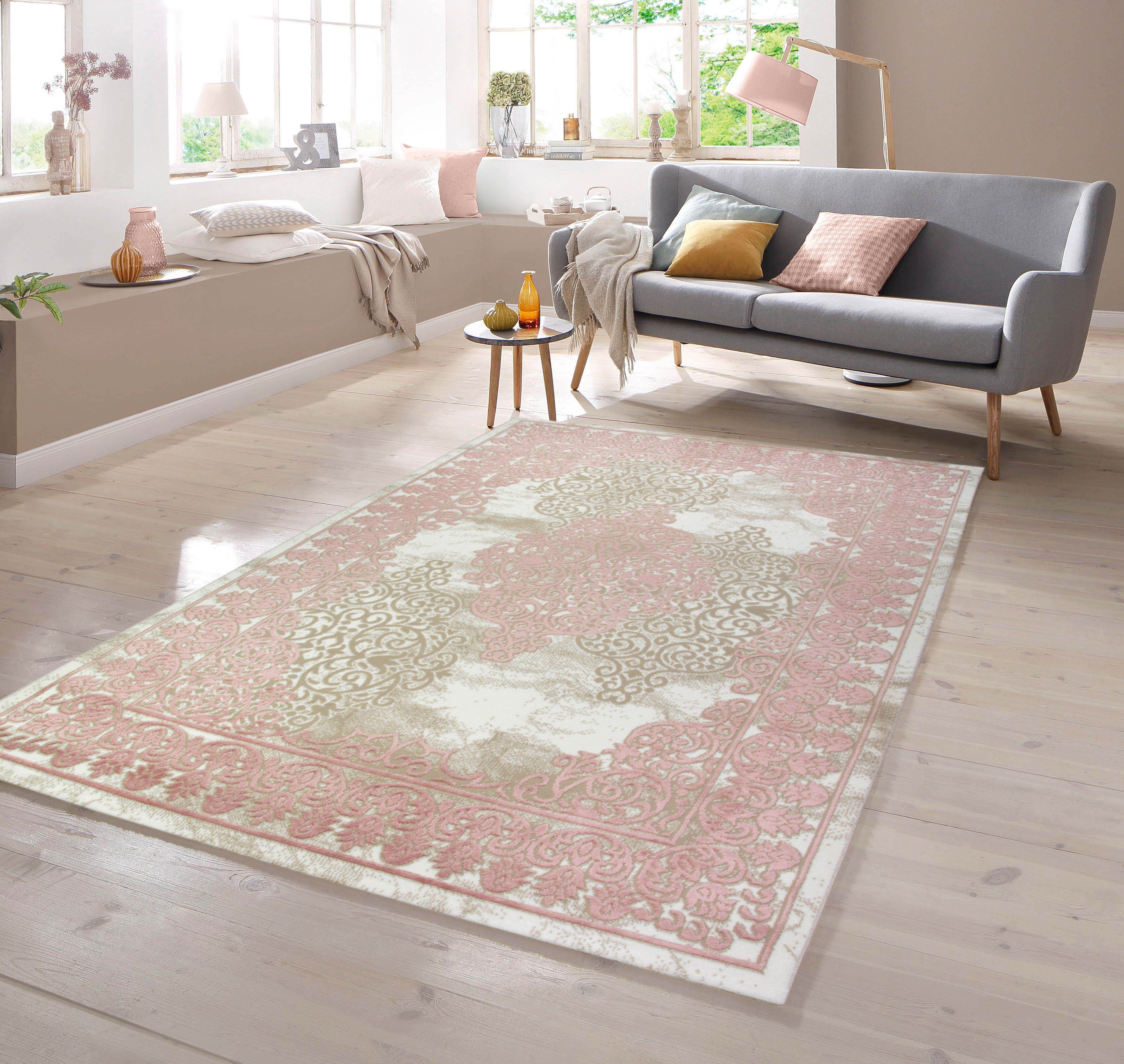 TeppichHome24 Teppich Teppich Vintage in Rosa Beige Creme, rechteckig günstig online kaufen