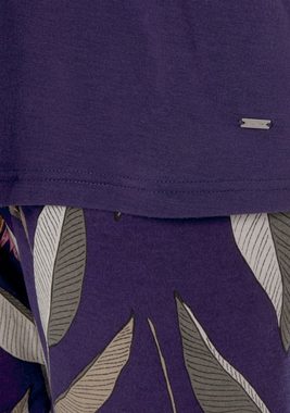 LASCANA Schlafanzug (2 tlg) mit Satinpaspel am Halsausschnitt