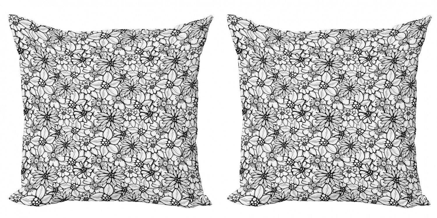 Kissenbezüge Modern Accent Doppelseitiger Digitaldruck, Petals Cartoon-Stil Stück), (2 Blumenweinlese Abakuhaus