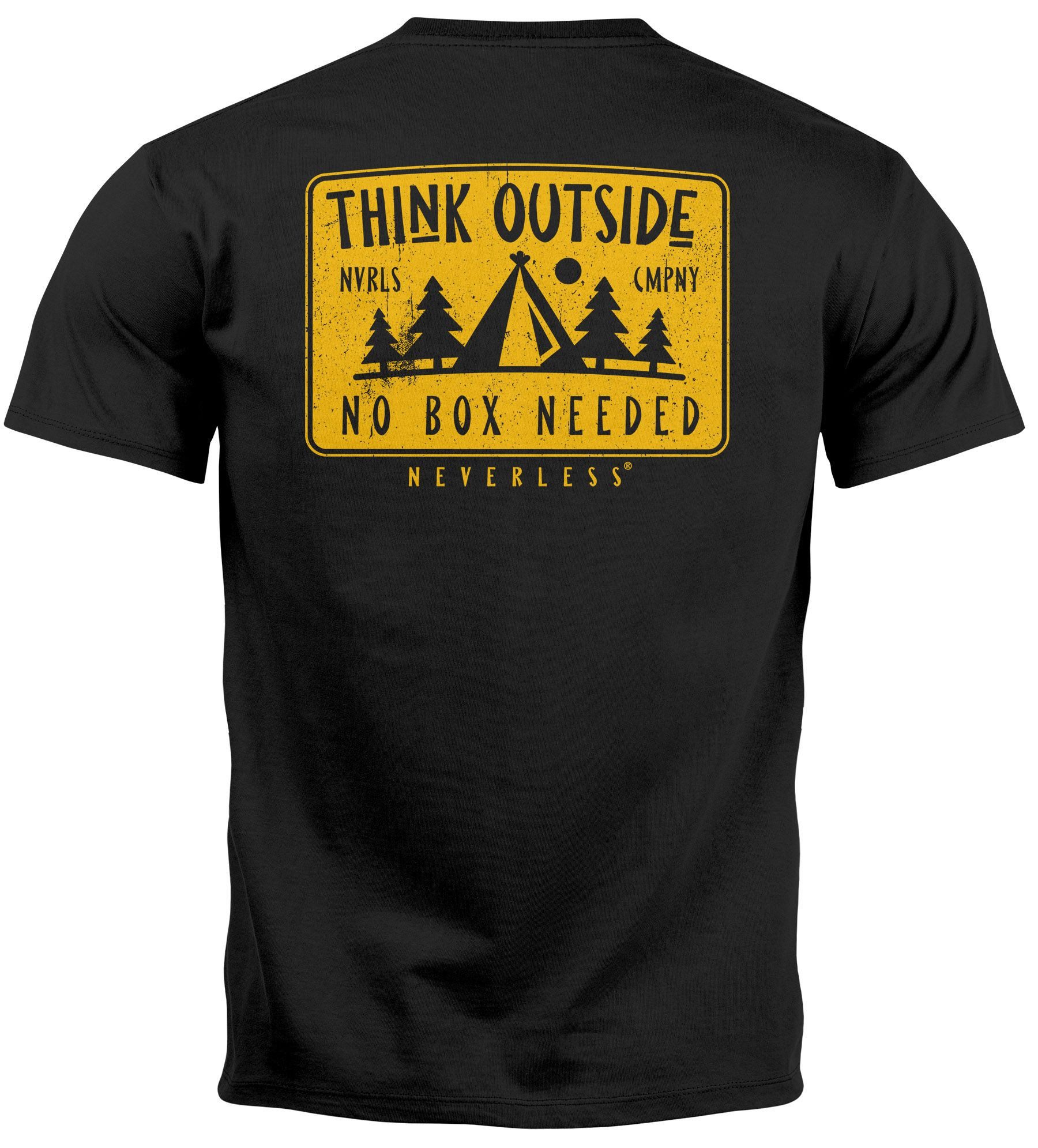 Print-Shirt Herren T-Shirt Backprint SpuchThink Outside Rückenaufdruck Wald