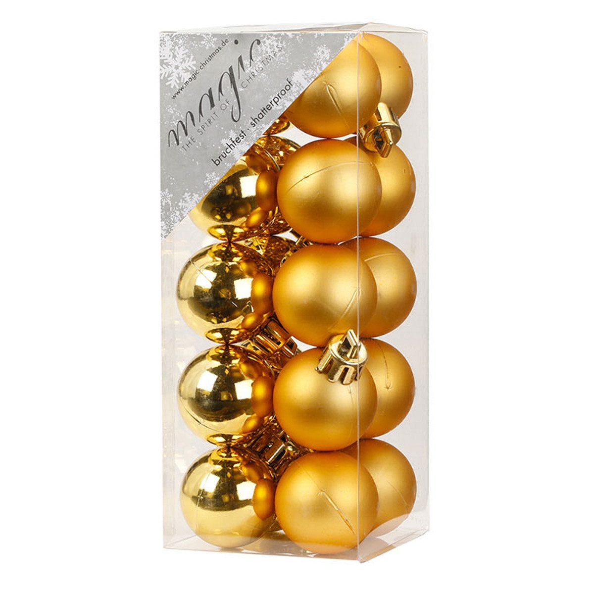 INGE-GLAS® Weihnachtsbaumkugel Weihnachtskugeln Gold Kunststoff 3cm/20Stk. bruchs