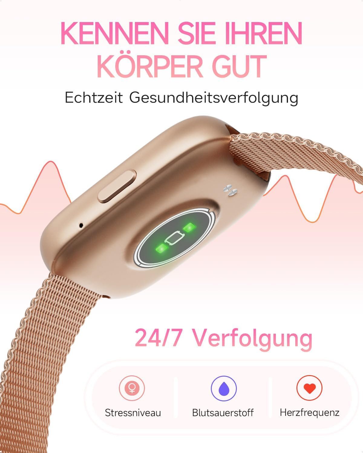 TOOBUR ‎ IDW26 Smartwatch (4,6 cm, android ios), Smartwatch Damen Fitnessuhr 1.83 Zoll Wasserdicht Pulsuhr IP68